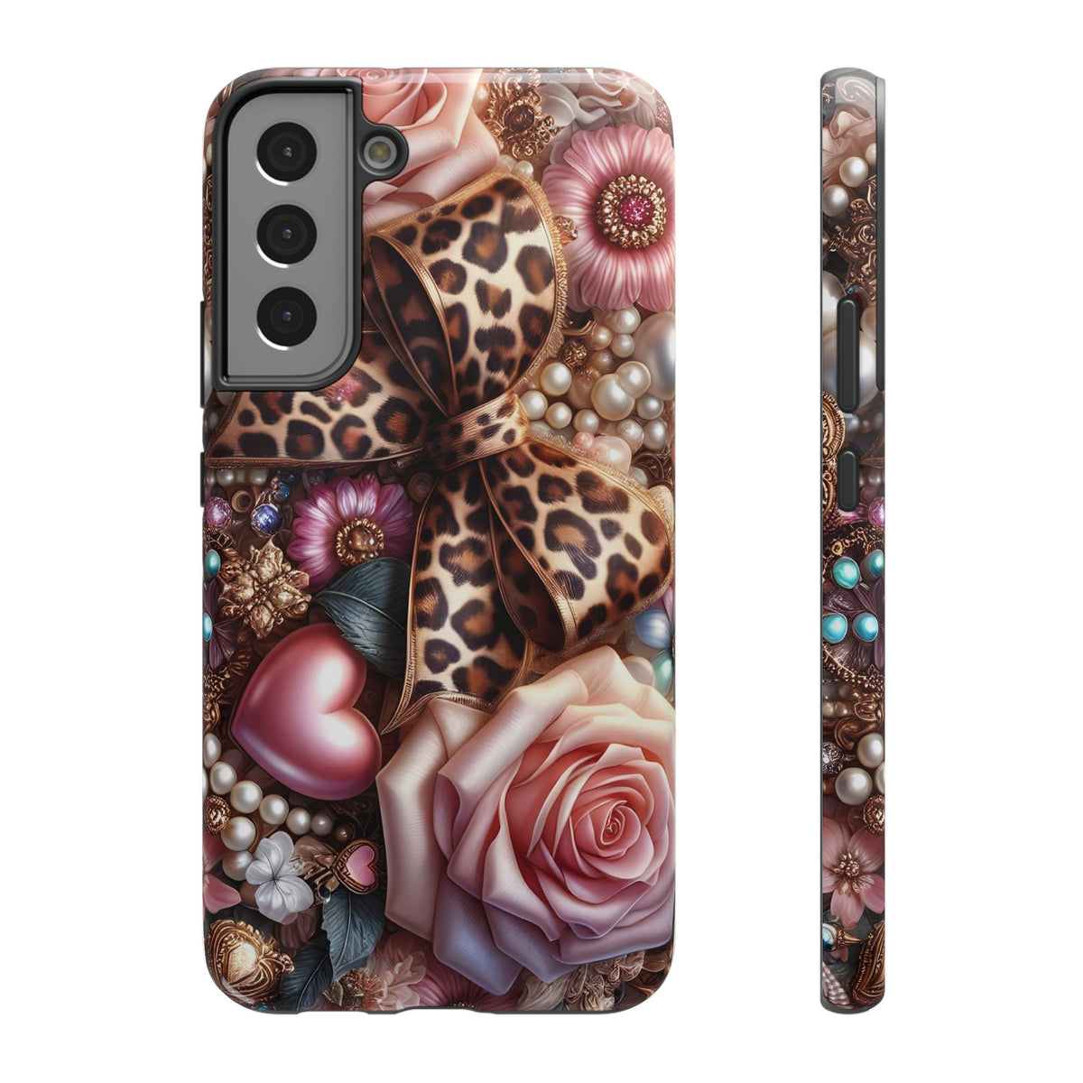Leopard Rose protective phone case for Samsung Galaxy S22 Plus, glossy finish