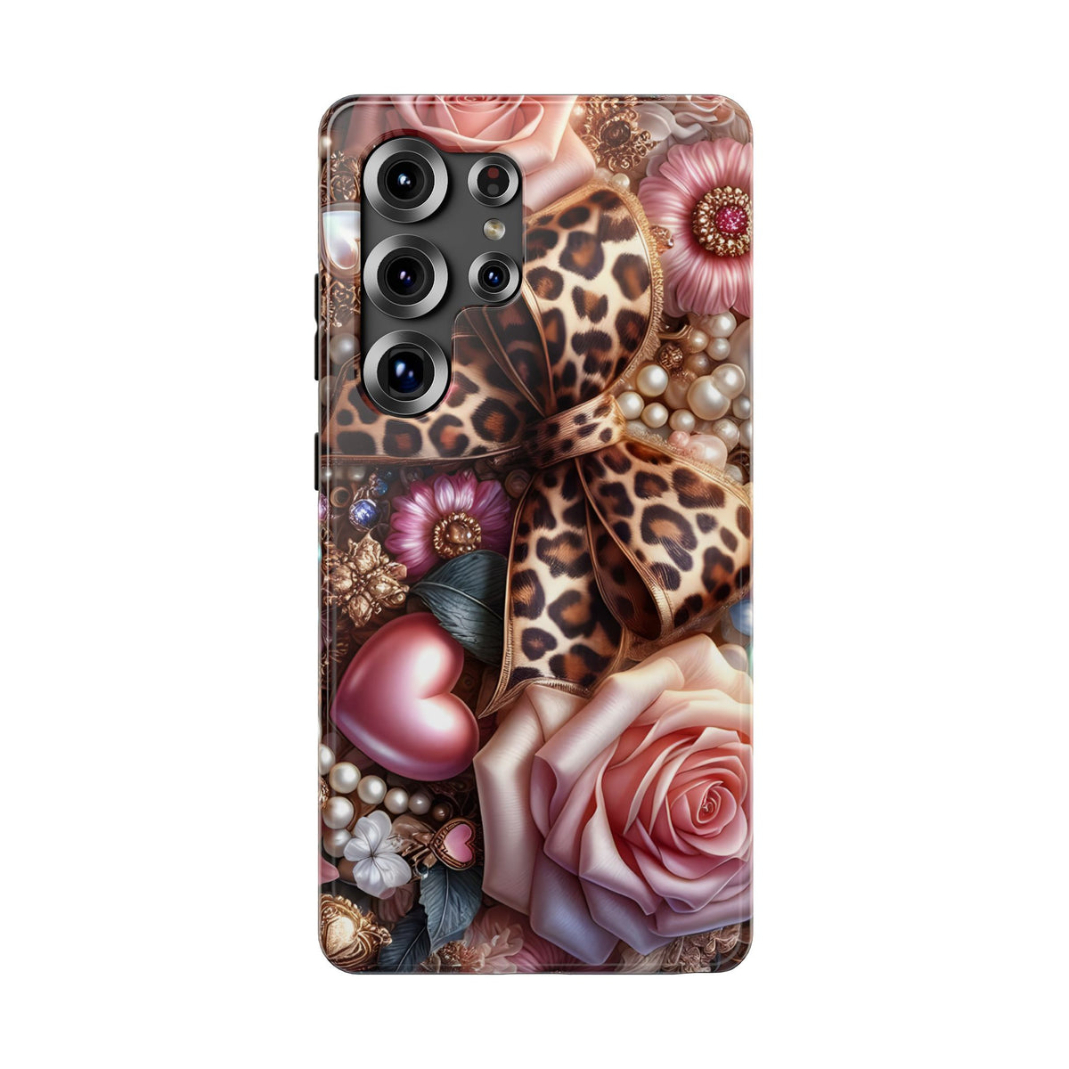 Leopard Rose protective phone case for Samsung Galaxy S25 Ultra, glossy finish