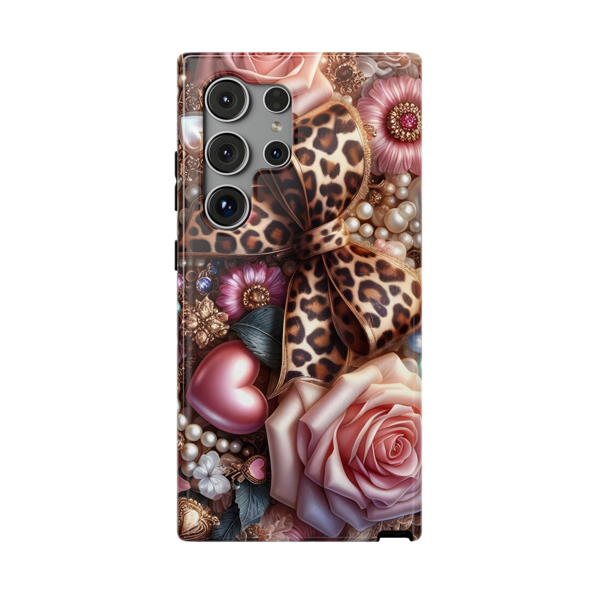 Leopard Rose protective phone case for Samsung Galaxy S24 Ultra, glossy finish