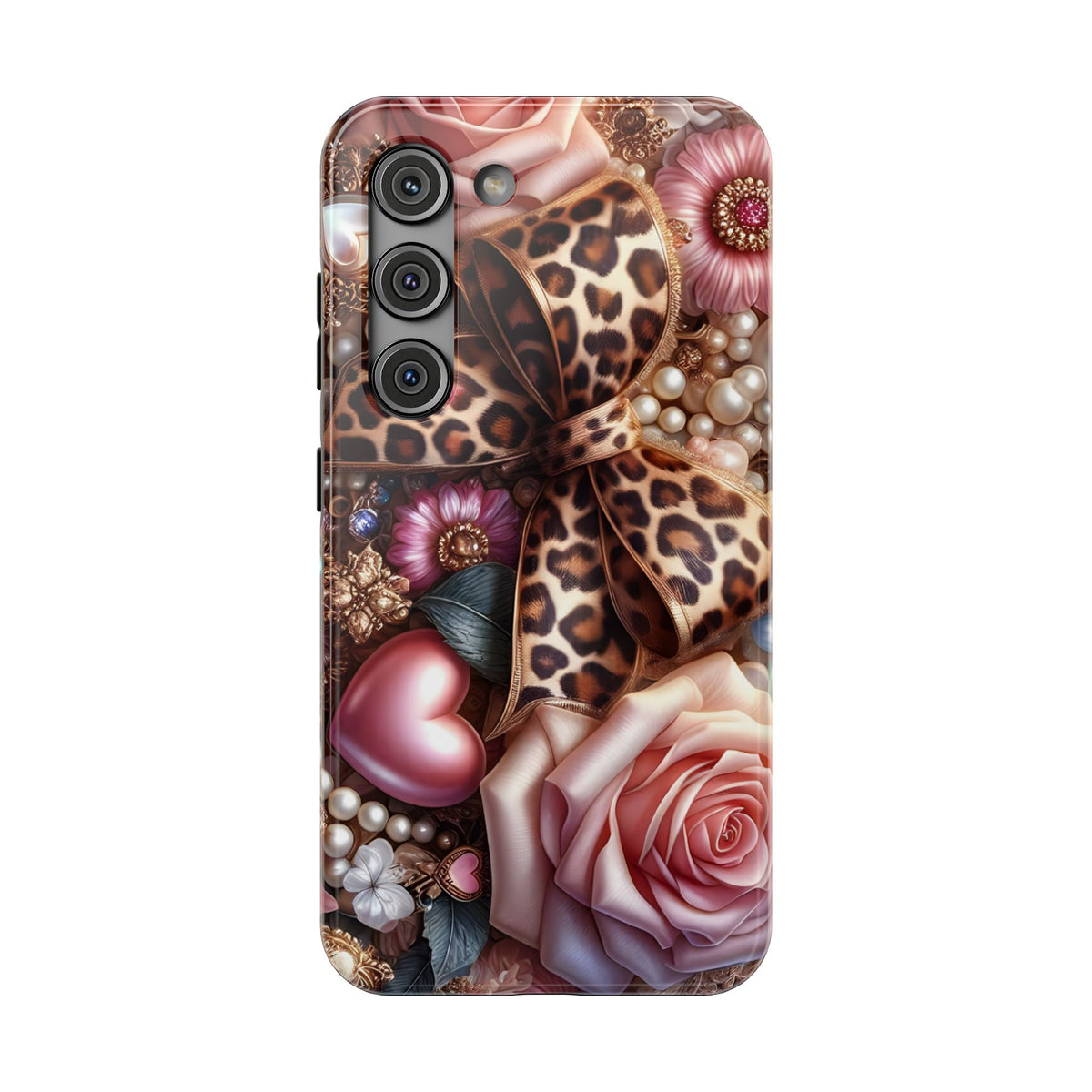 Leopard Rose protective phone case for Samsung Galaxy S23, glossy finish