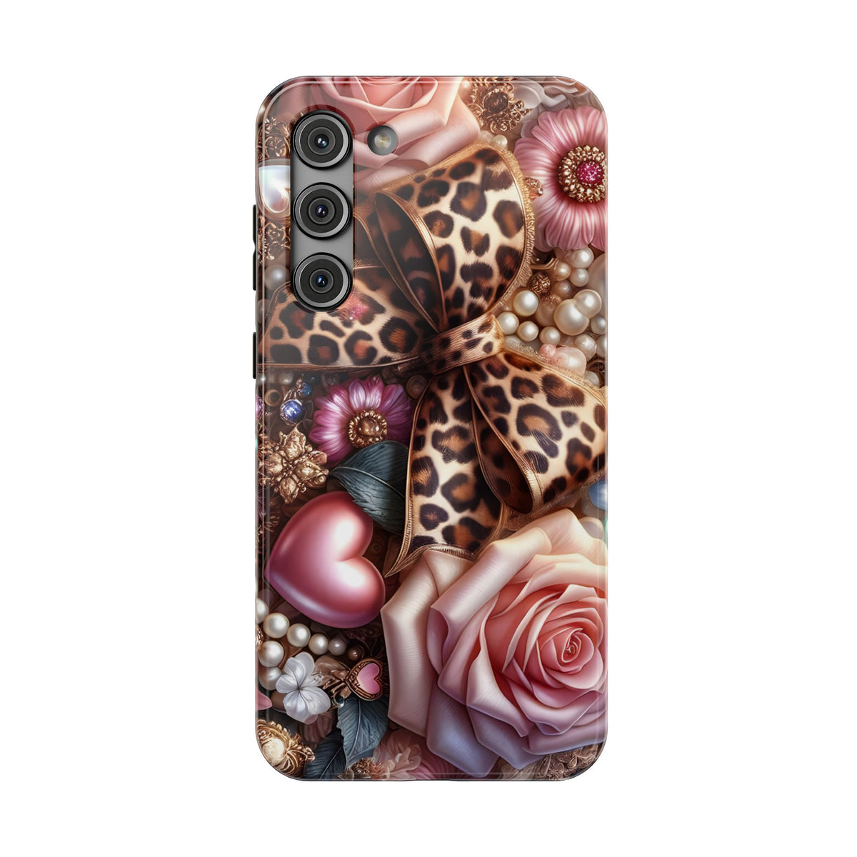 Leopard Rose protective phone case for Samsung Galaxy S23 Plus, glossy finish