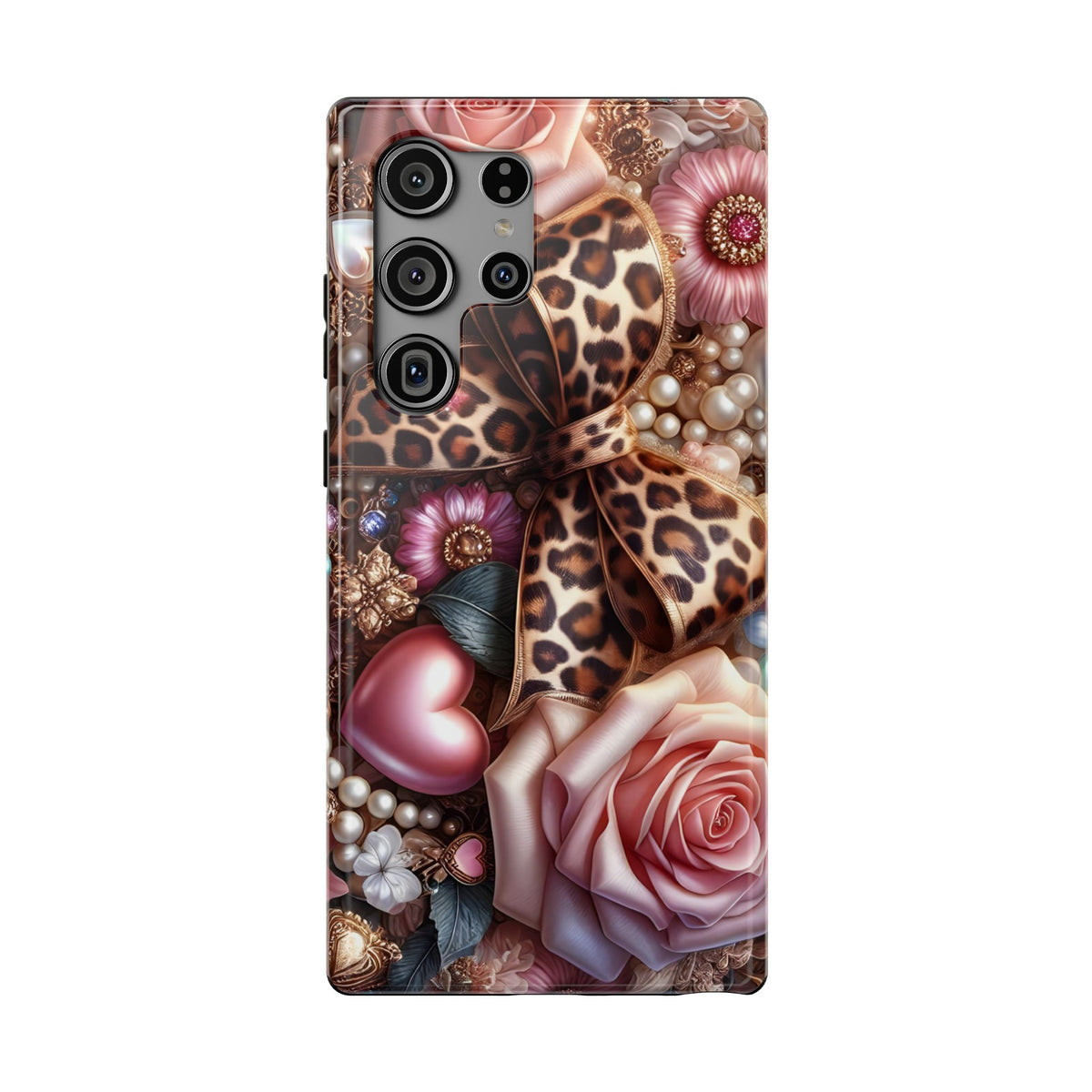 Leopard Rose protective phone case for Samsung Galaxy S23 Ultra, glossy finish