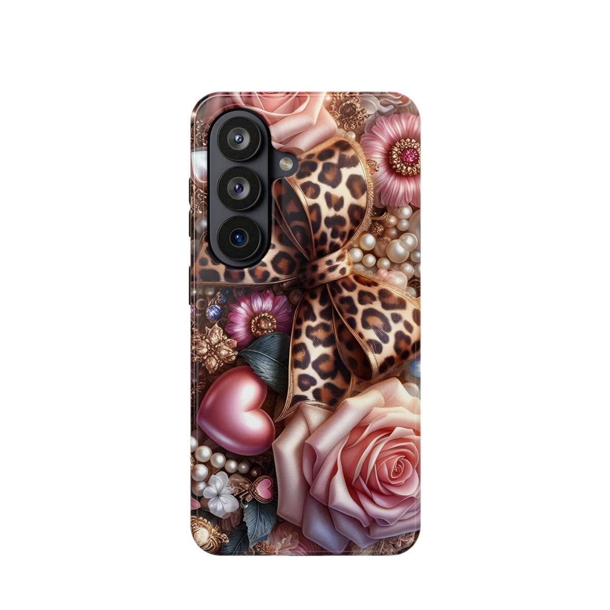 Leopard Rose protective phone case for Samsung Galaxy S26, glossy finish