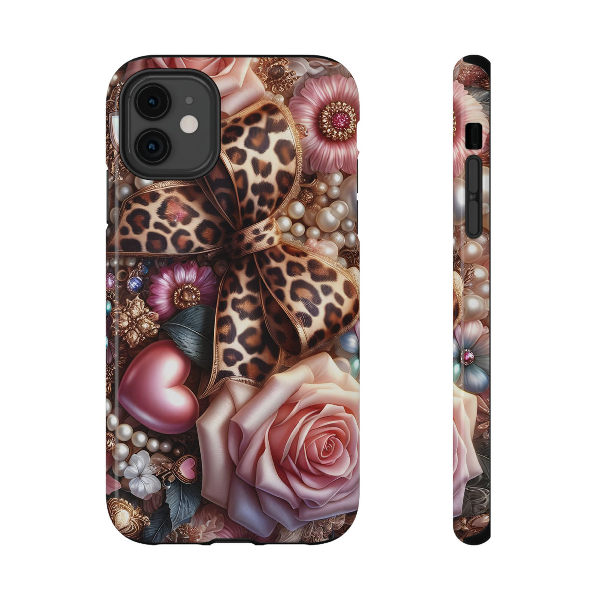Leopard Rose protective phone case for iPhone 11, glossy finish