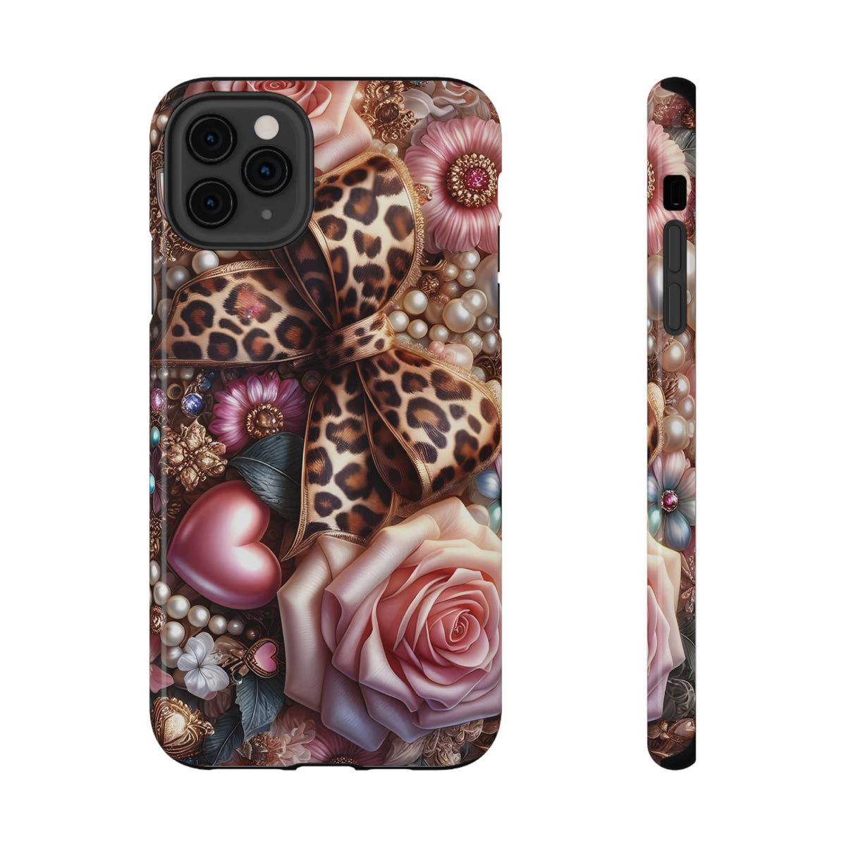 Leopard Rose protective phone case for iPhone 11 Pro Max, glossy finish