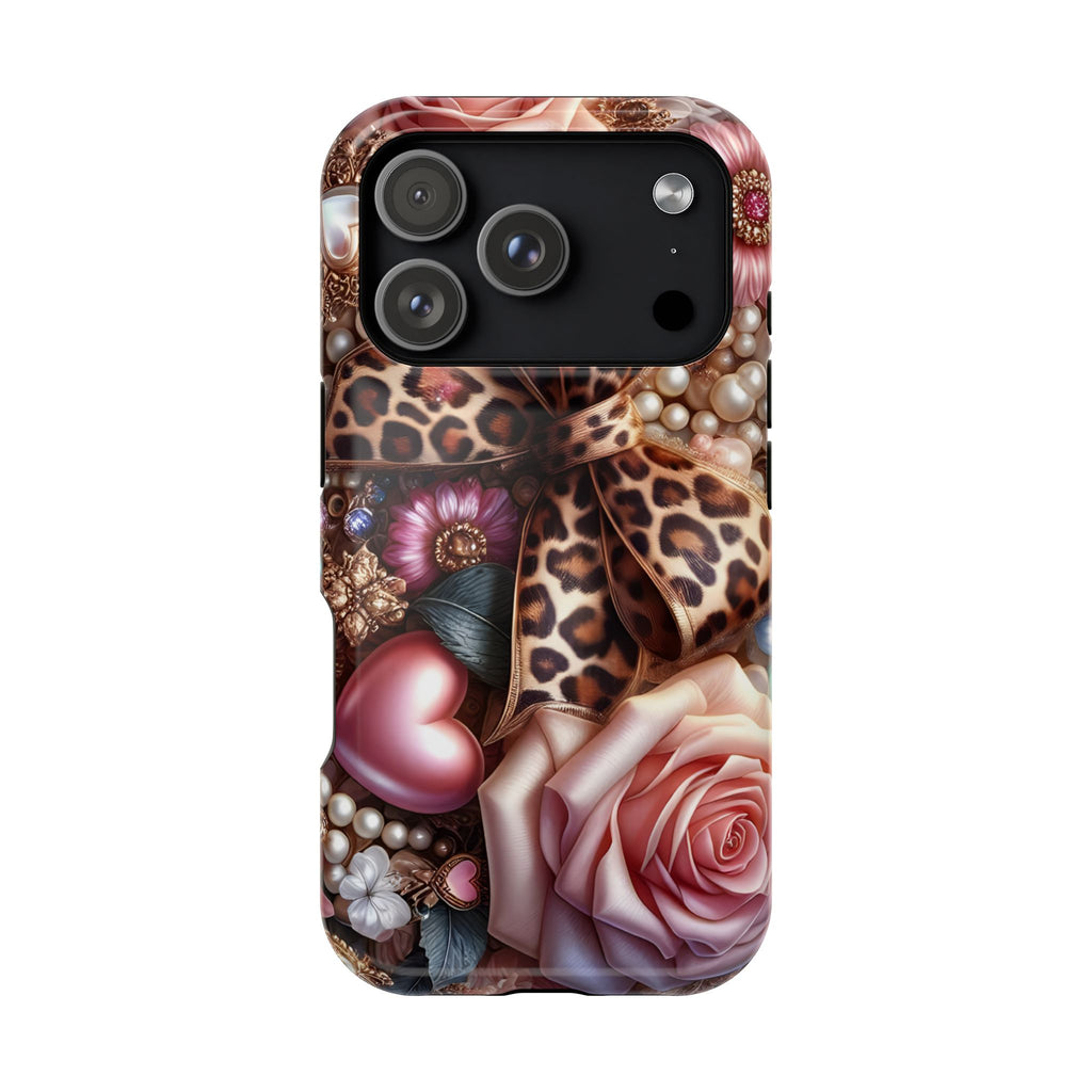 Leopard Rose MagSafe case for iPhone 18 Pro, glossy finish