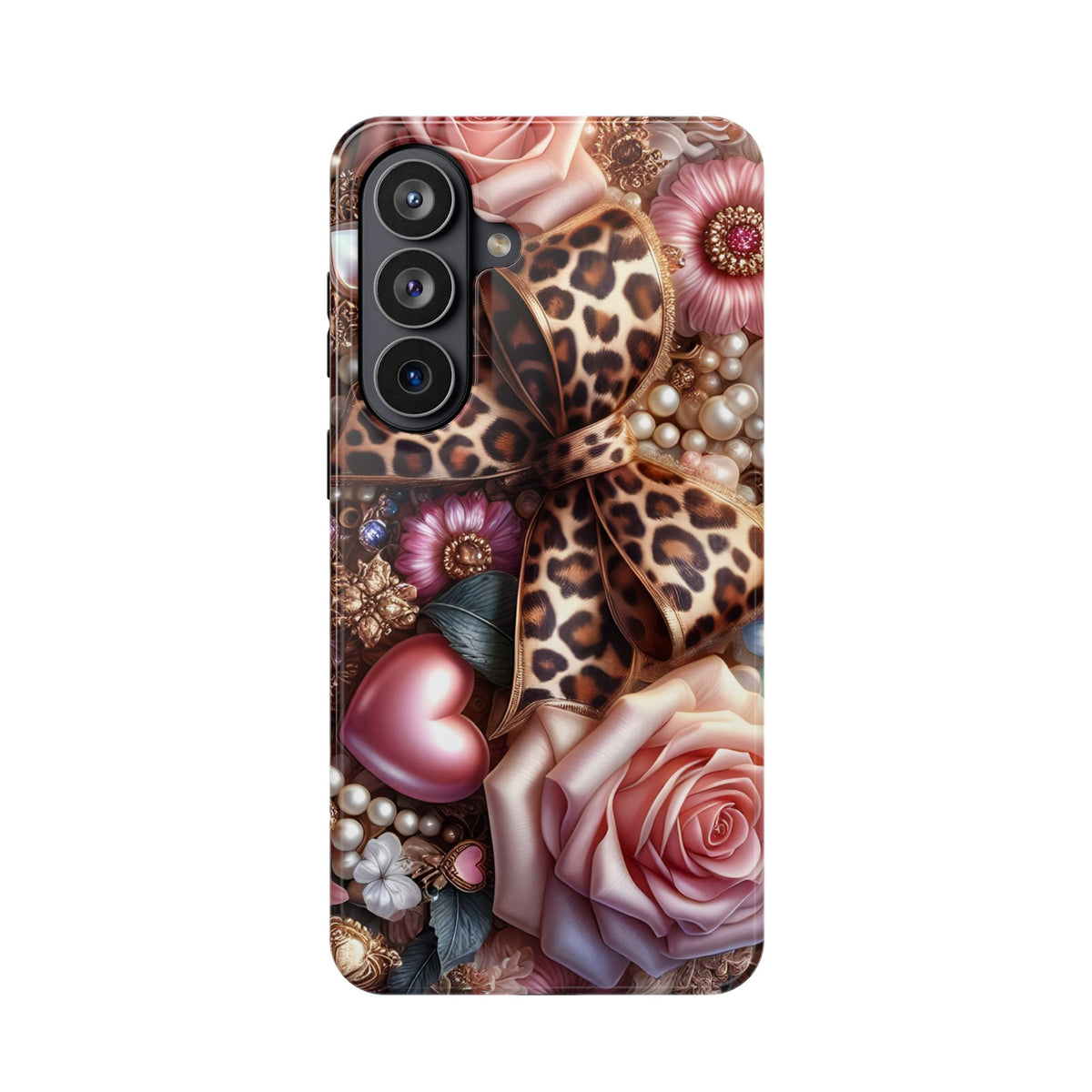 Leopard Rose MagSafe case for Samsung Galaxy S26 Plus, glossy finish