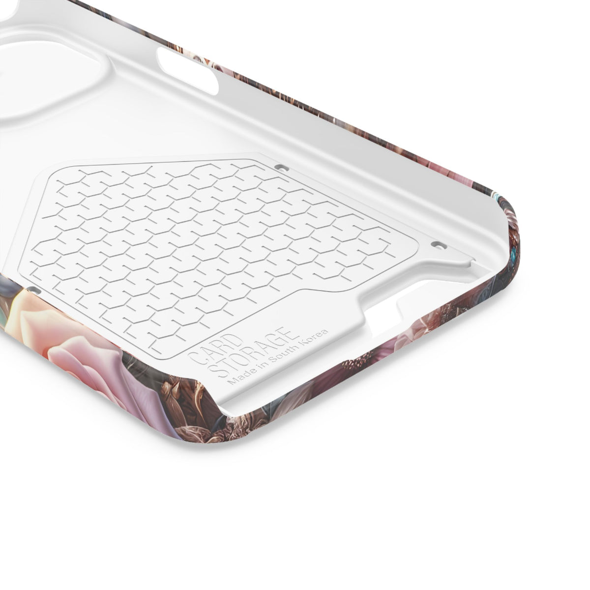 Leopard Rose phone case with card holder for iPhone 13, glossy finish
