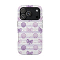 Lilac Seashell protective phone case for iPhone 18 Pro, glossy finish