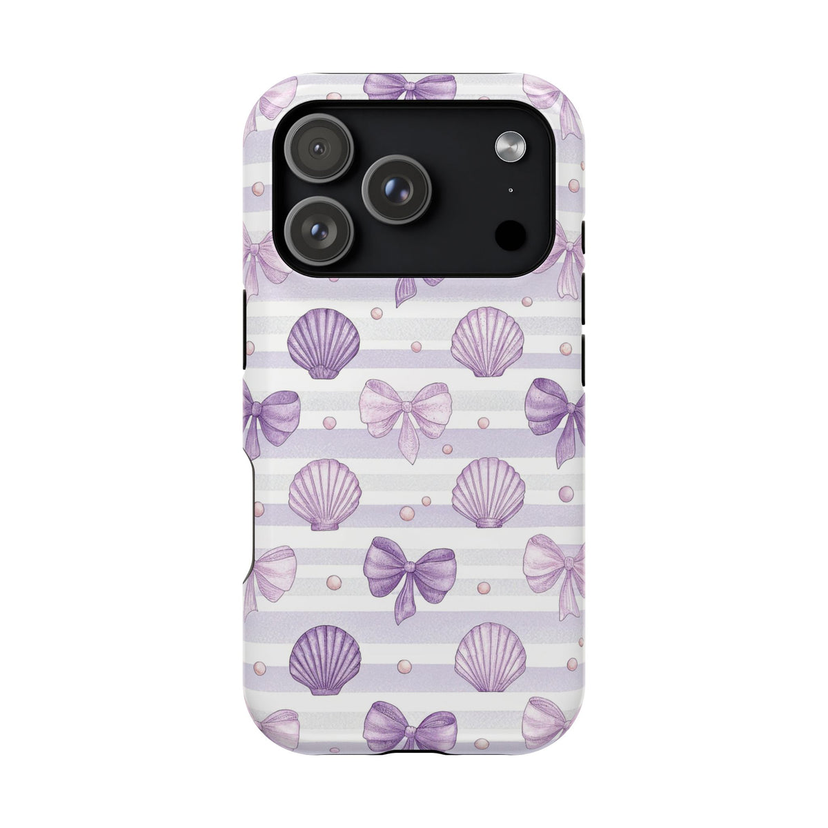 Lilac Seashell protective phone case for iPhone 18 Pro, glossy finish