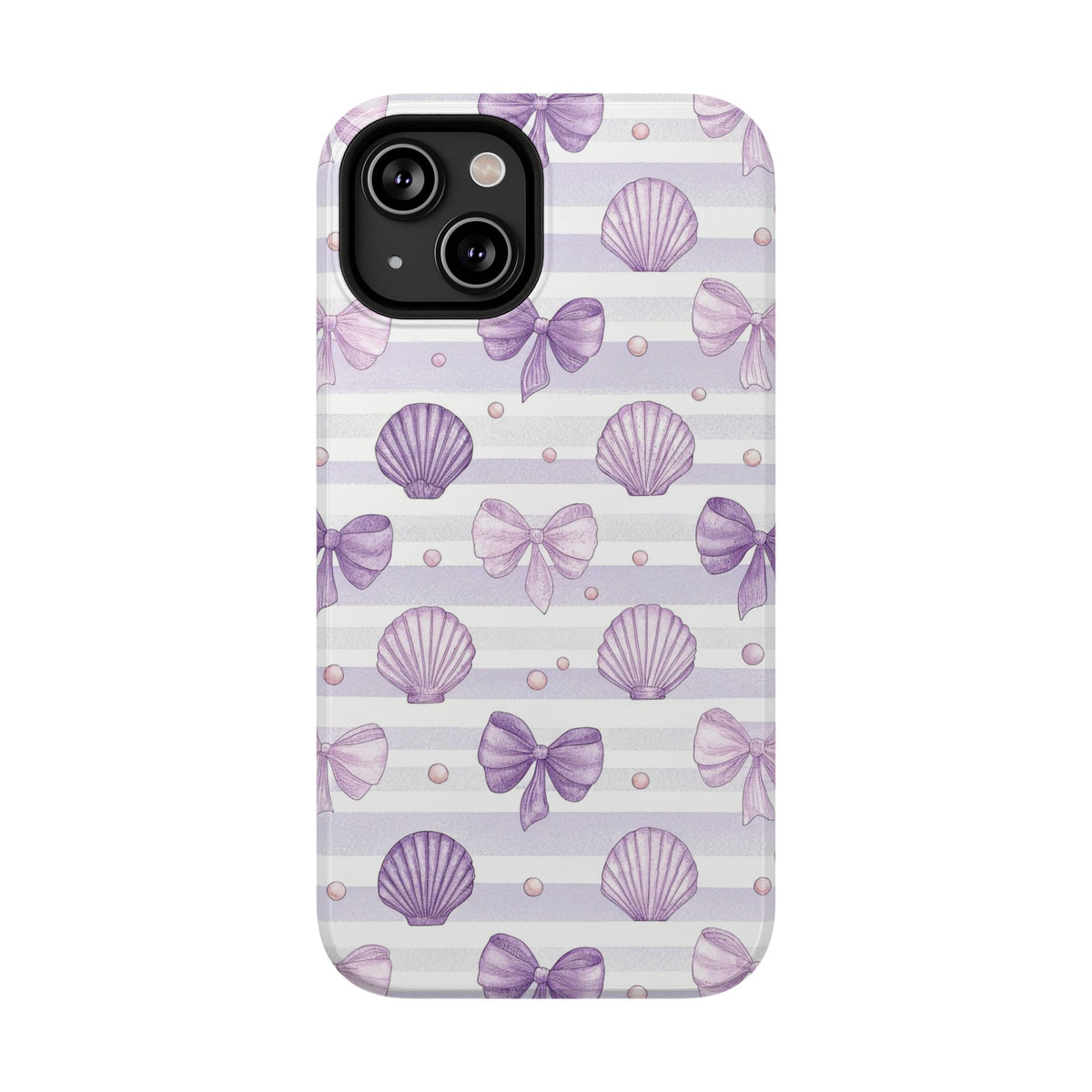 Lilac Seashell protective phone case for iPhone 14, glossy finish