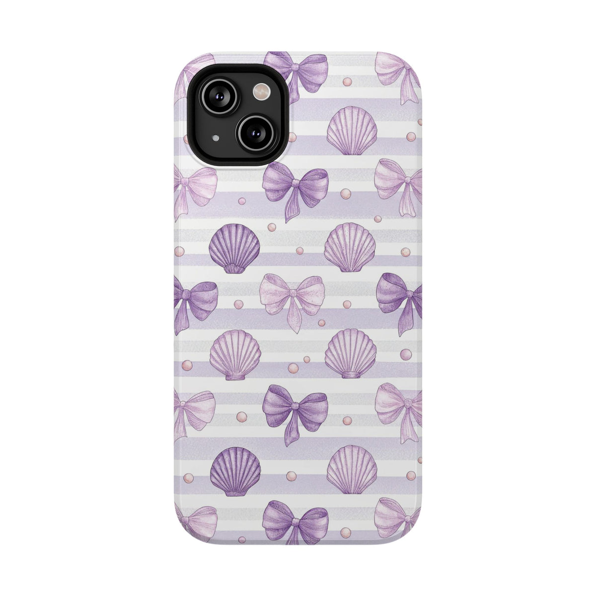 Lilac Seashell protective phone case for iPhone 14 Plus, glossy finish