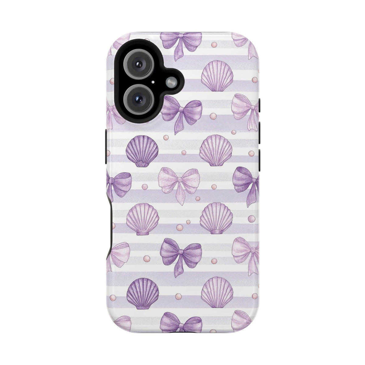 Lilac Seashell protective phone case for iPhone 16, glossy finish