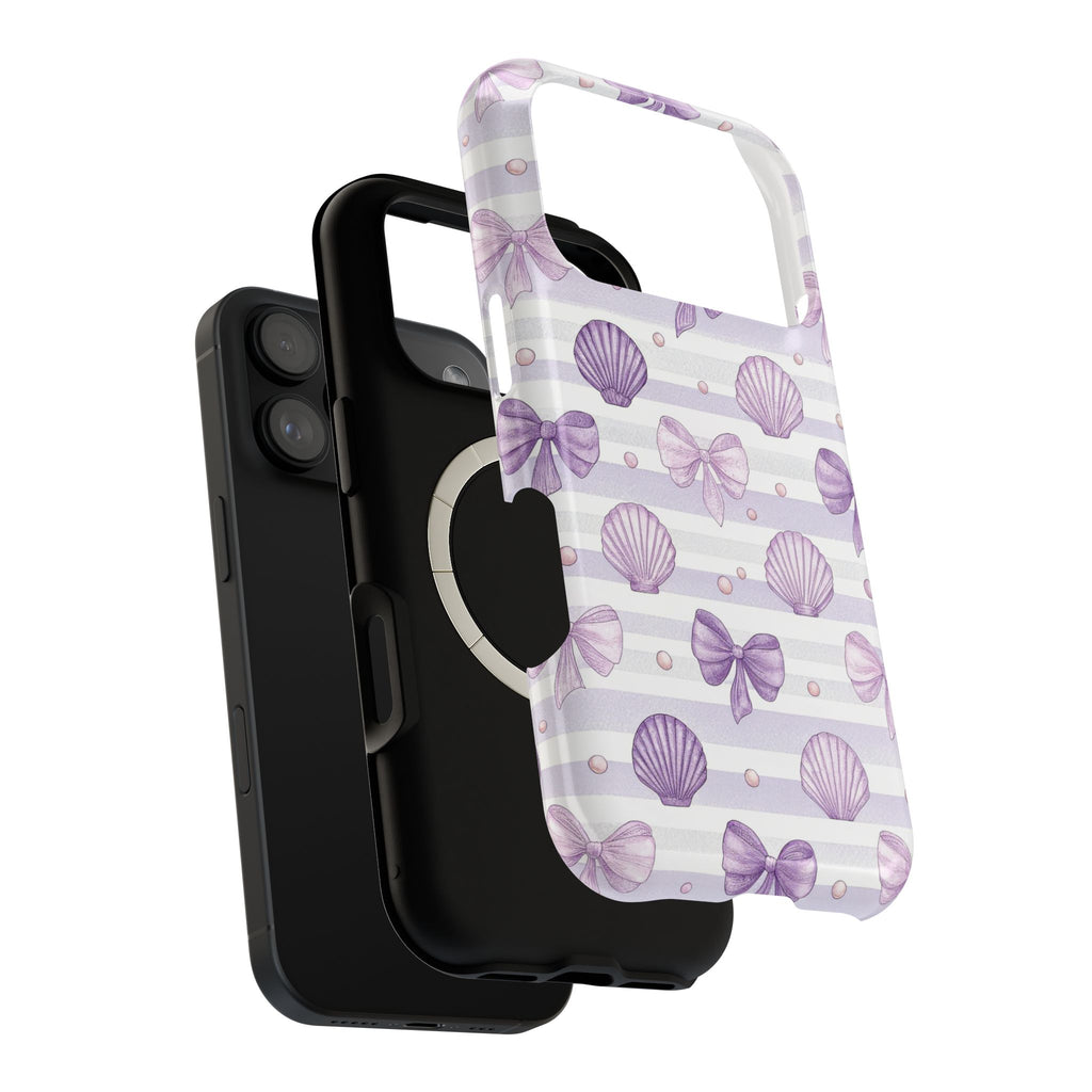 Lilac Seashell MagSafe case, close-up of the dual-layer construction