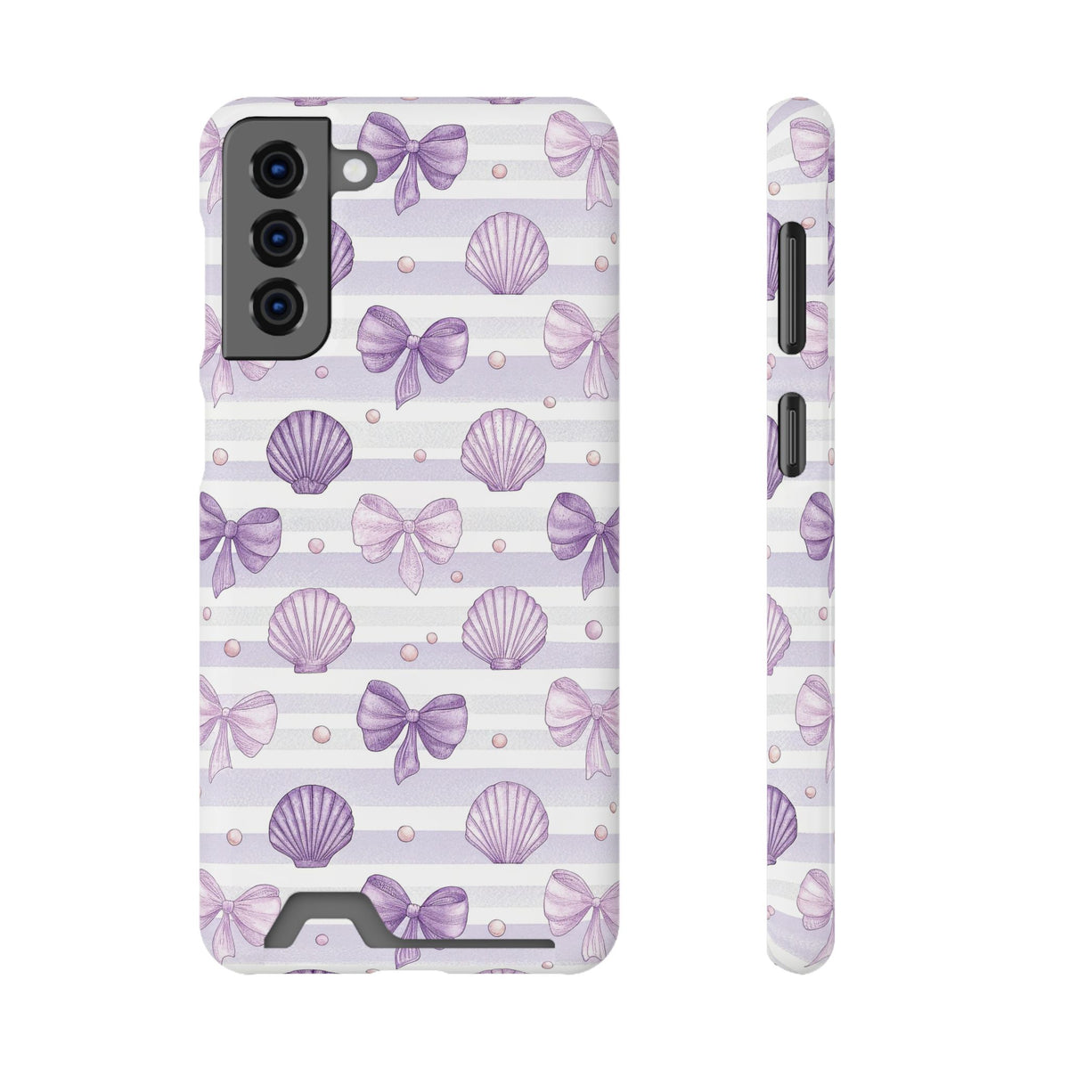 Lilac Seashell phone case with card holder for Samsung Galaxy S21 Plus, glossy finish