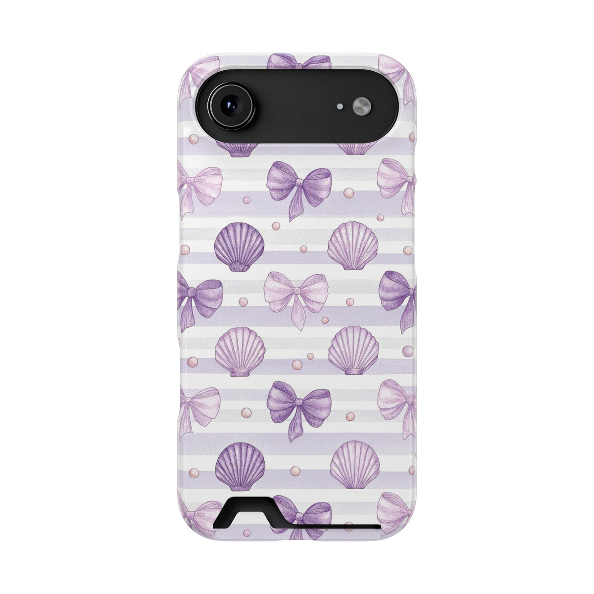 Lilac Seashell phone case with card holder for iPhone 17 Air, glossy finish