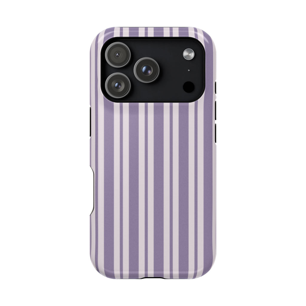 Lilac Stripe protective phone case for iPhone 18 Pro, glossy finish