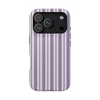Lilac Stripe protective phone case for iPhone 18 Pro, glossy finish