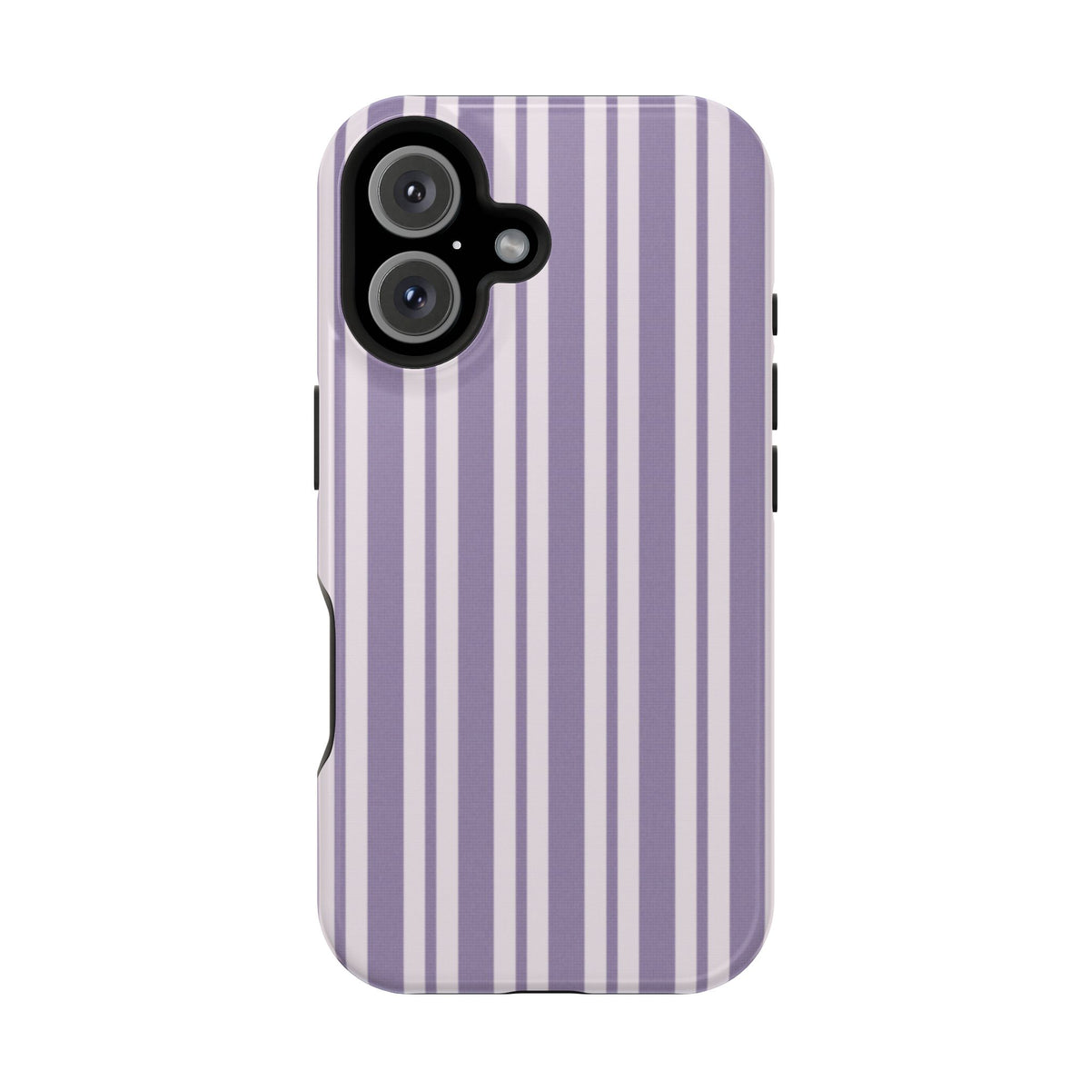 Lilac Stripe protective phone case for iPhone 16, glossy finish