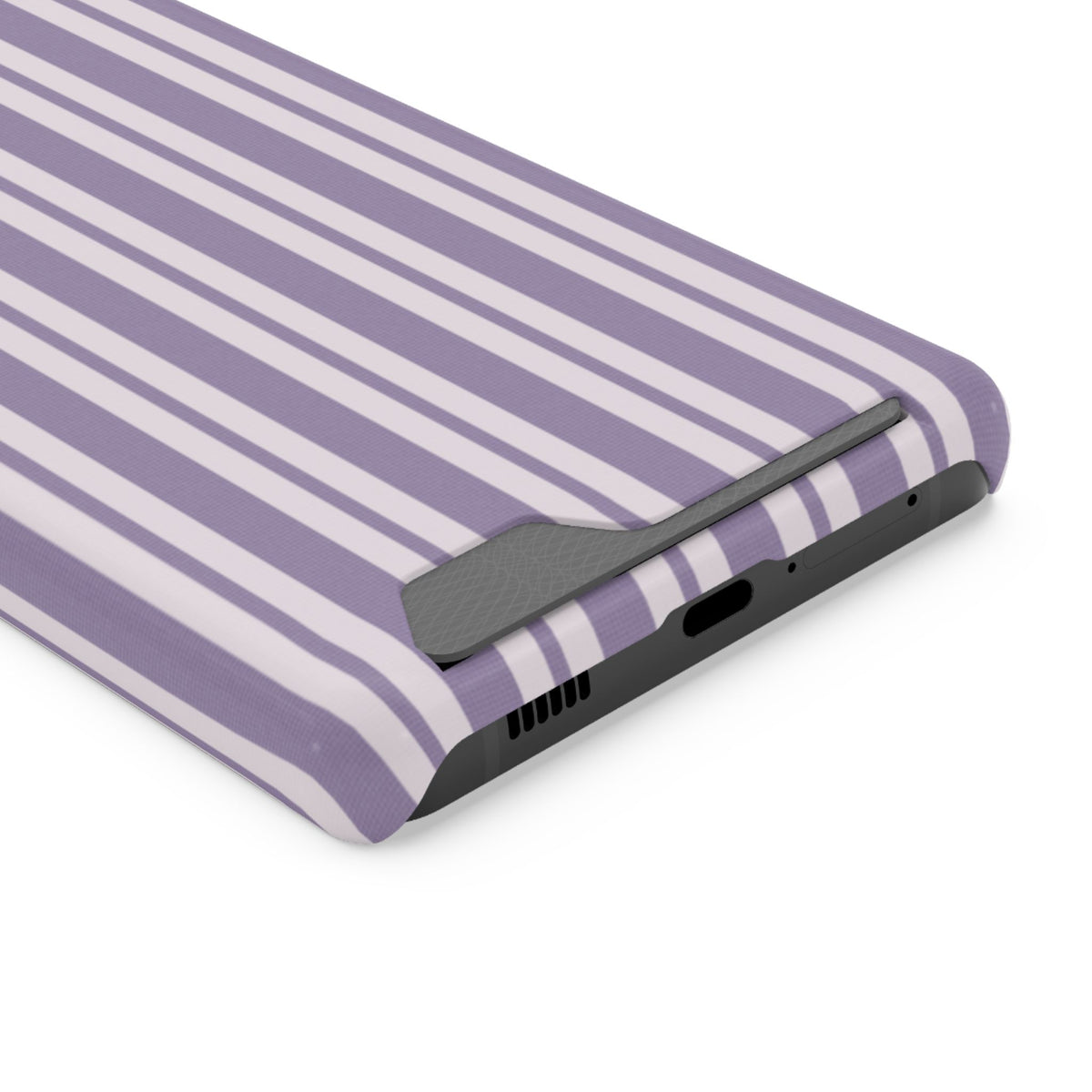 Lilac Stripe phone case with card holder for Samsung Galaxy S21 Ultra, glossy finish