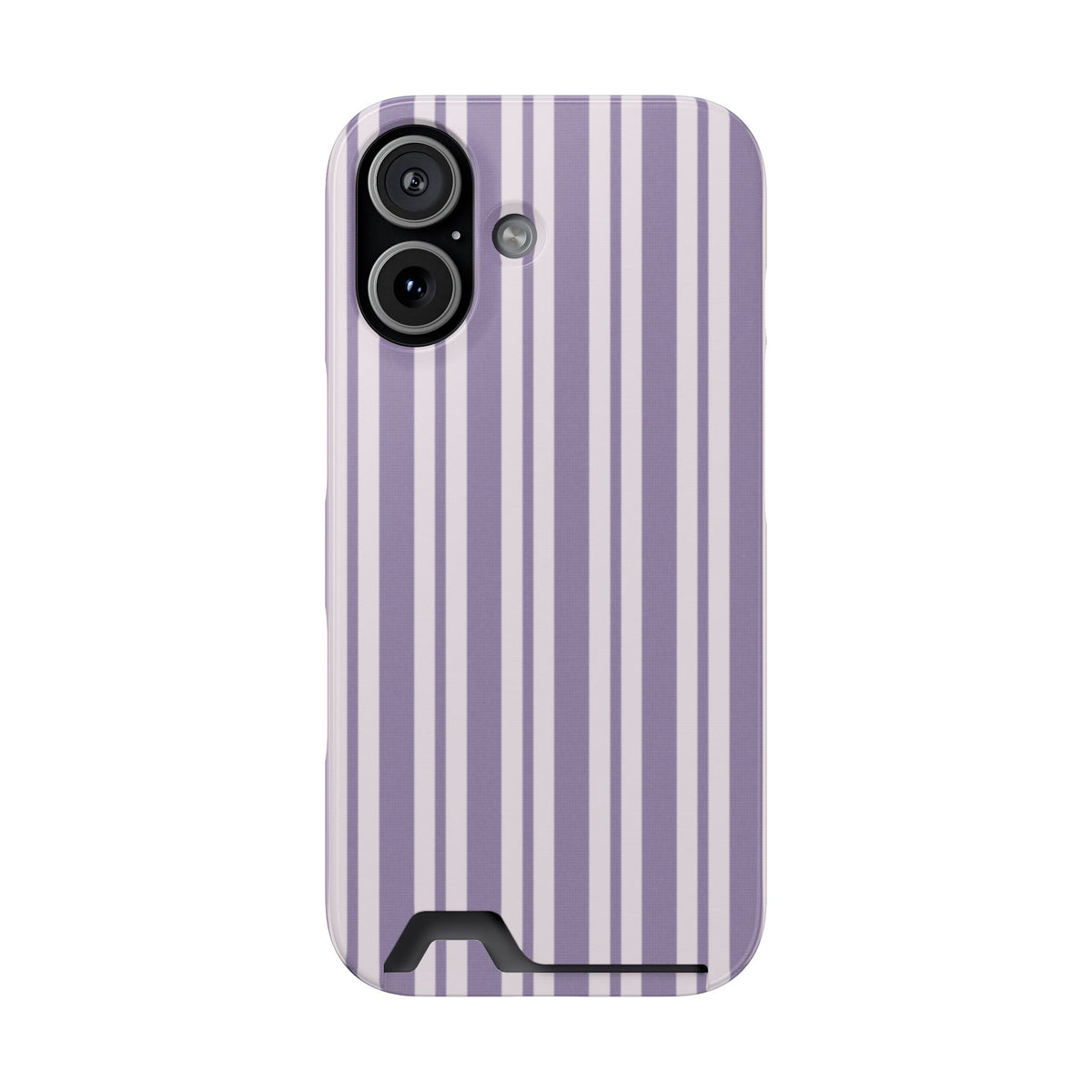 Lilac Stripe phone case with card holder for iPhone 17, glossy finish