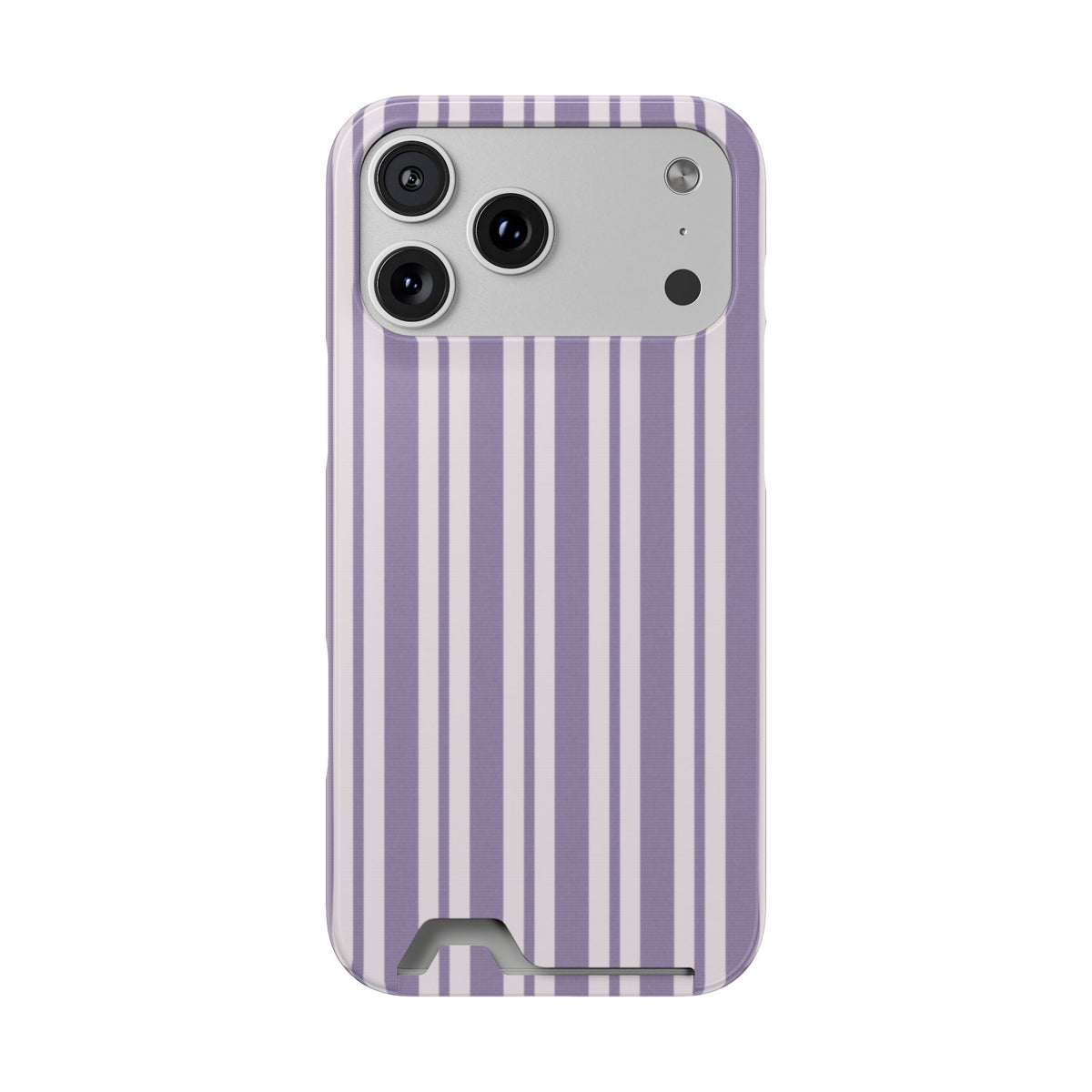 Lilac Stripe phone case with card holder for iPhone 17 Pro Max, glossy finish