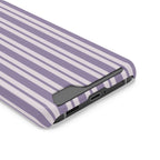 Lilac Stripe phone case with card holder, close-up of the card slot