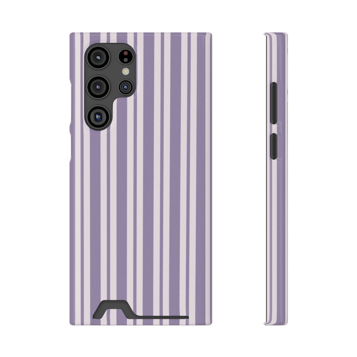Lilac Stripe phone case with card holder for Samsung Galaxy S22 Ultra, glossy finish