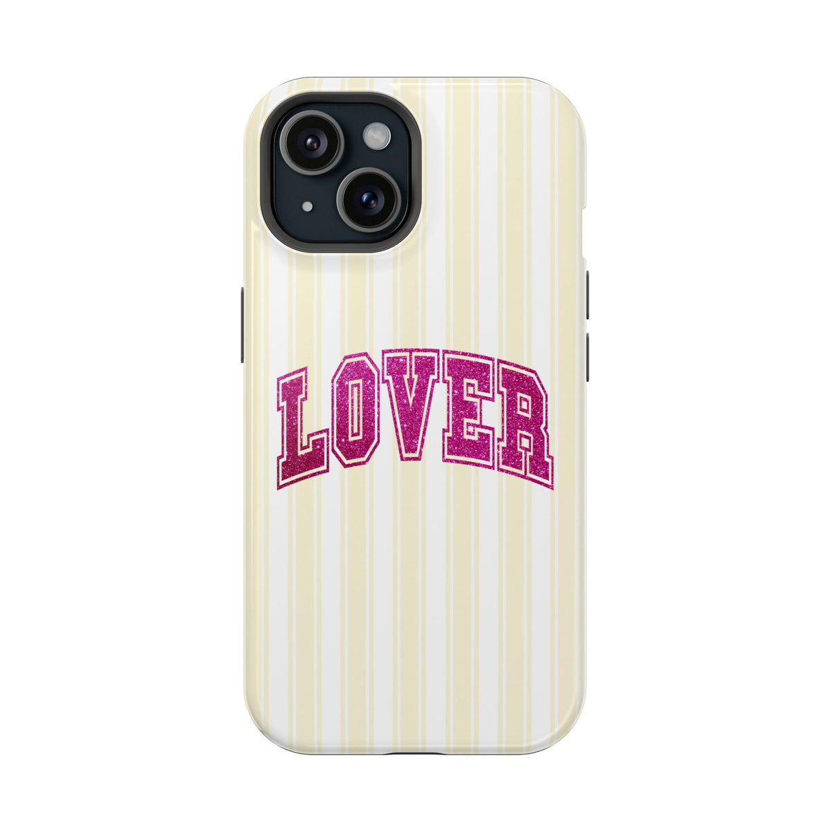 Lover Varsity protective phone case for iPhone 15, glossy finish