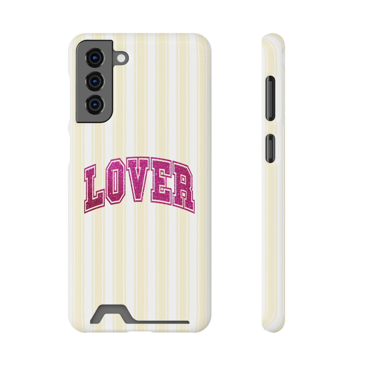 Lover Varsity phone case with card holder for Samsung Galaxy S21 Plus, glossy finish