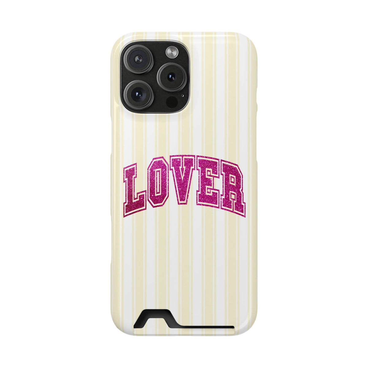 Lover Varsity phone case with card holder for iPhone 16 Pro Max, glossy finish