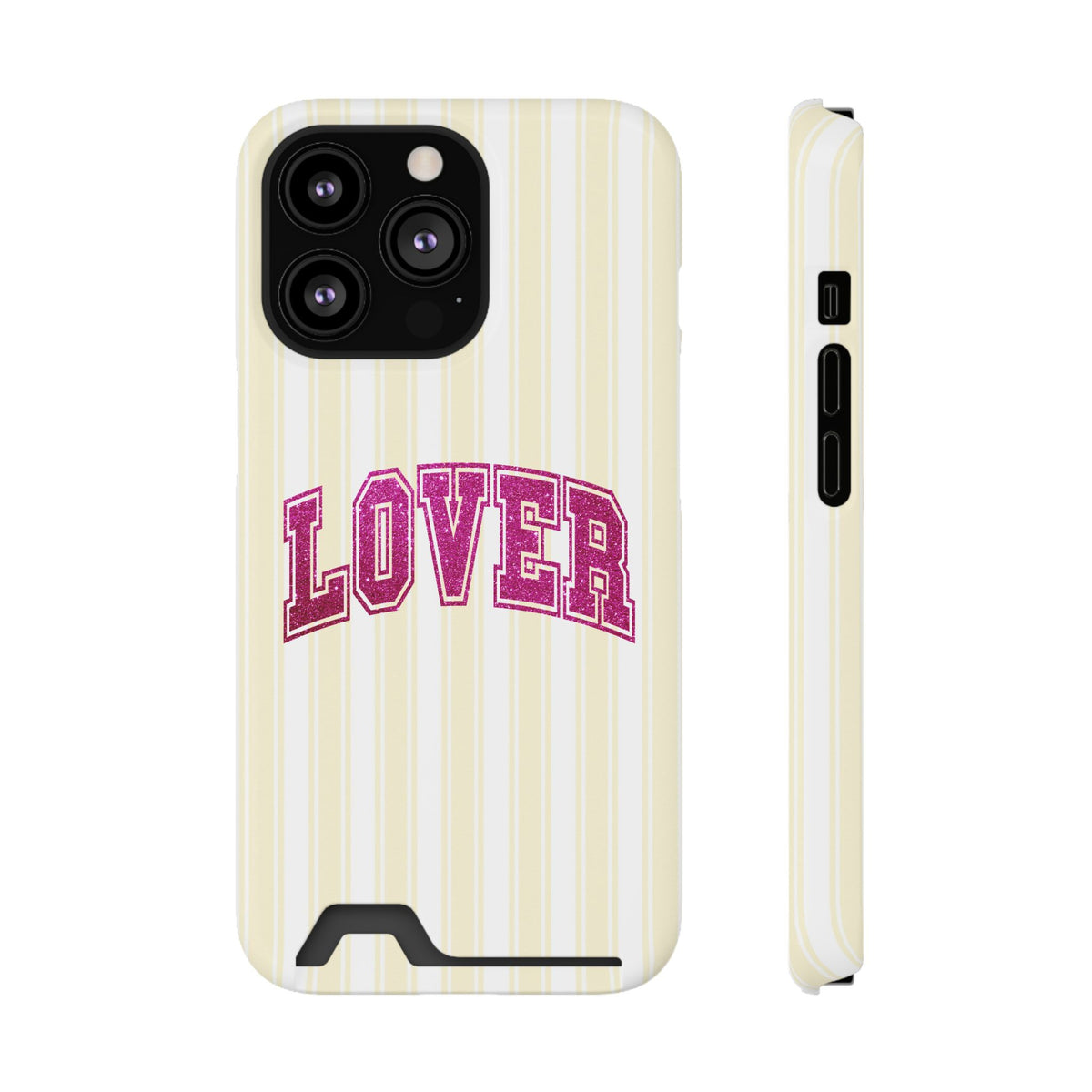 Lover Varsity phone case with card holder for iPhone 13 Pro, glossy finish