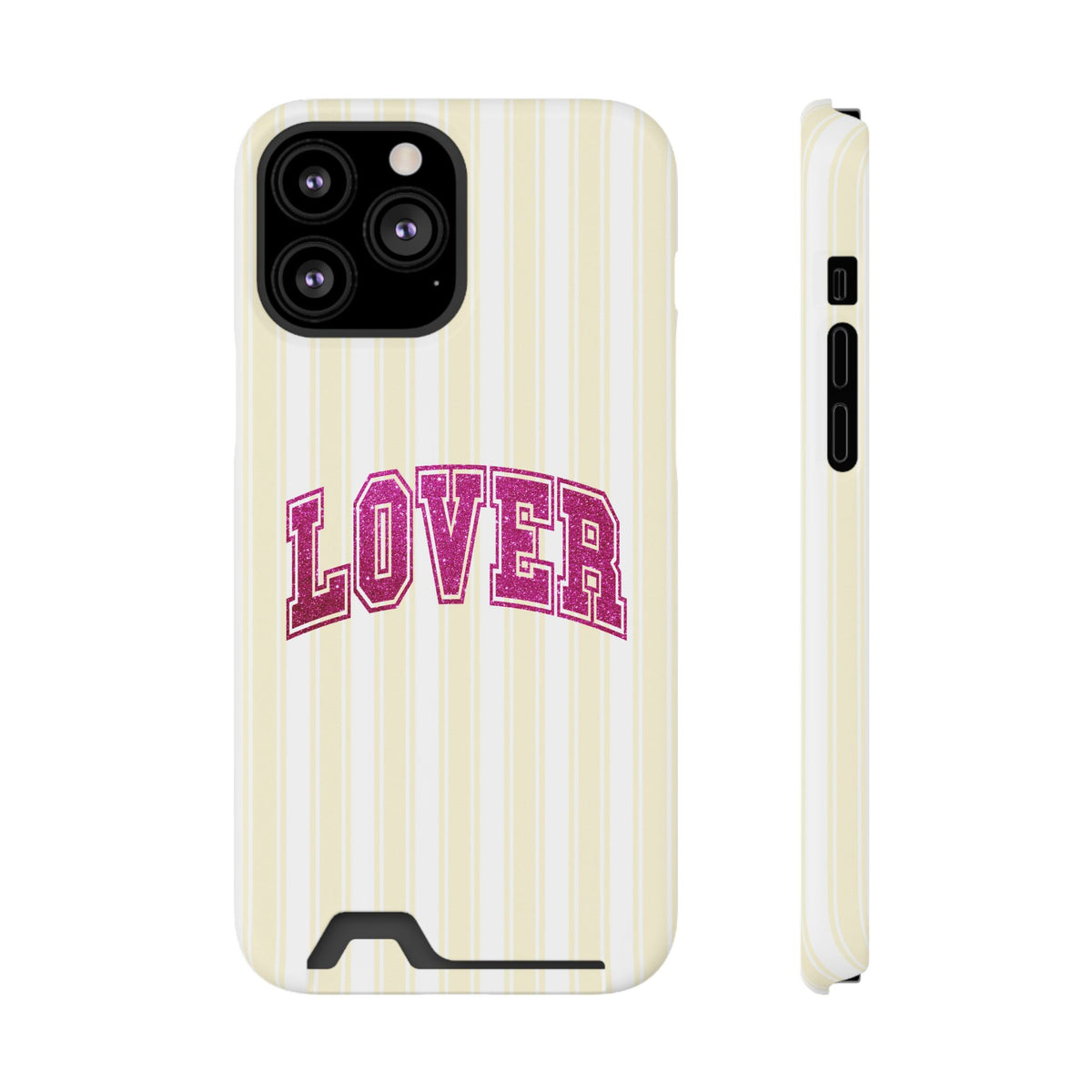 Lover Varsity phone case with card holder for iPhone 13 Pro Max, glossy finish