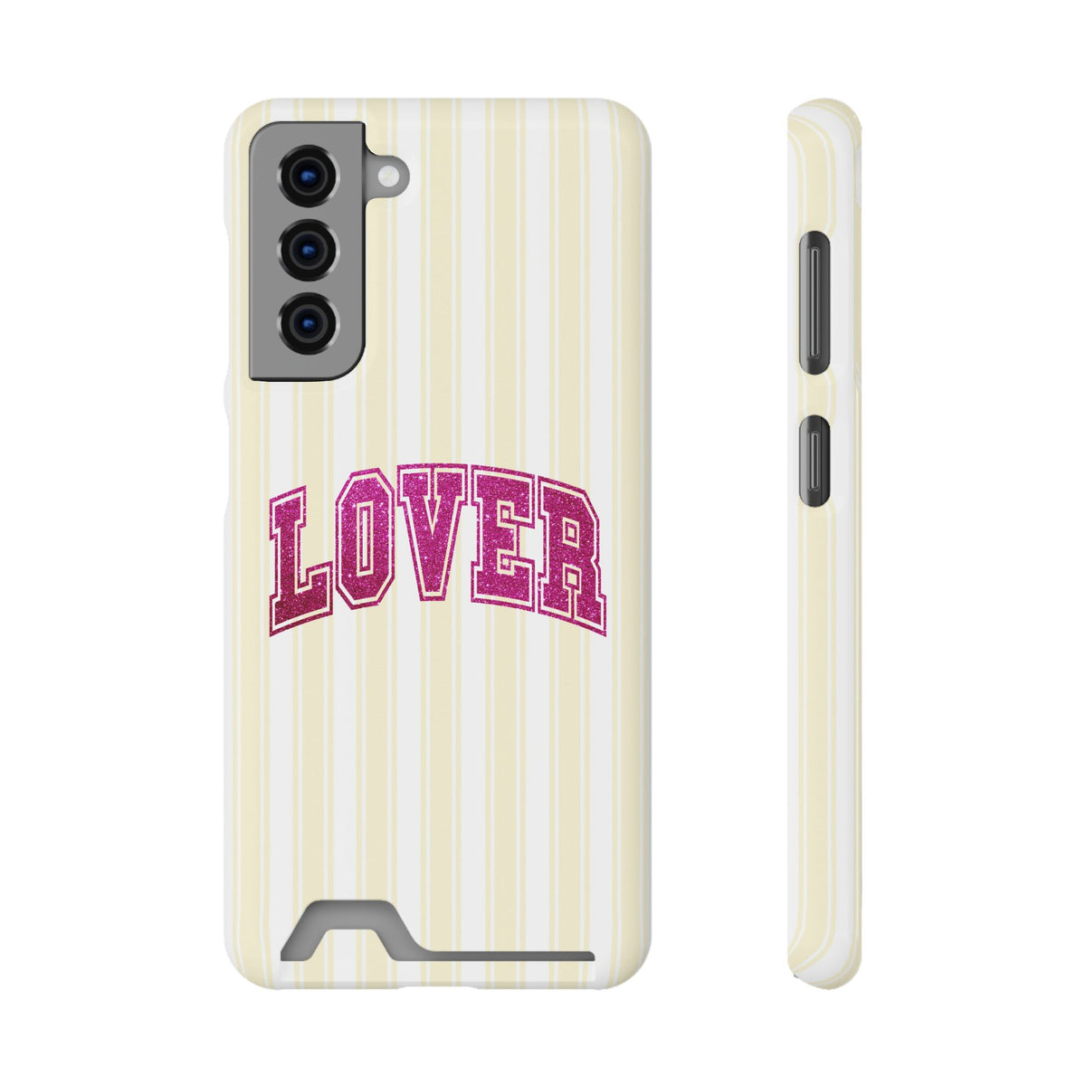 Lover Varsity phone case with card holder for Samsung Galaxy S21, glossy finish
