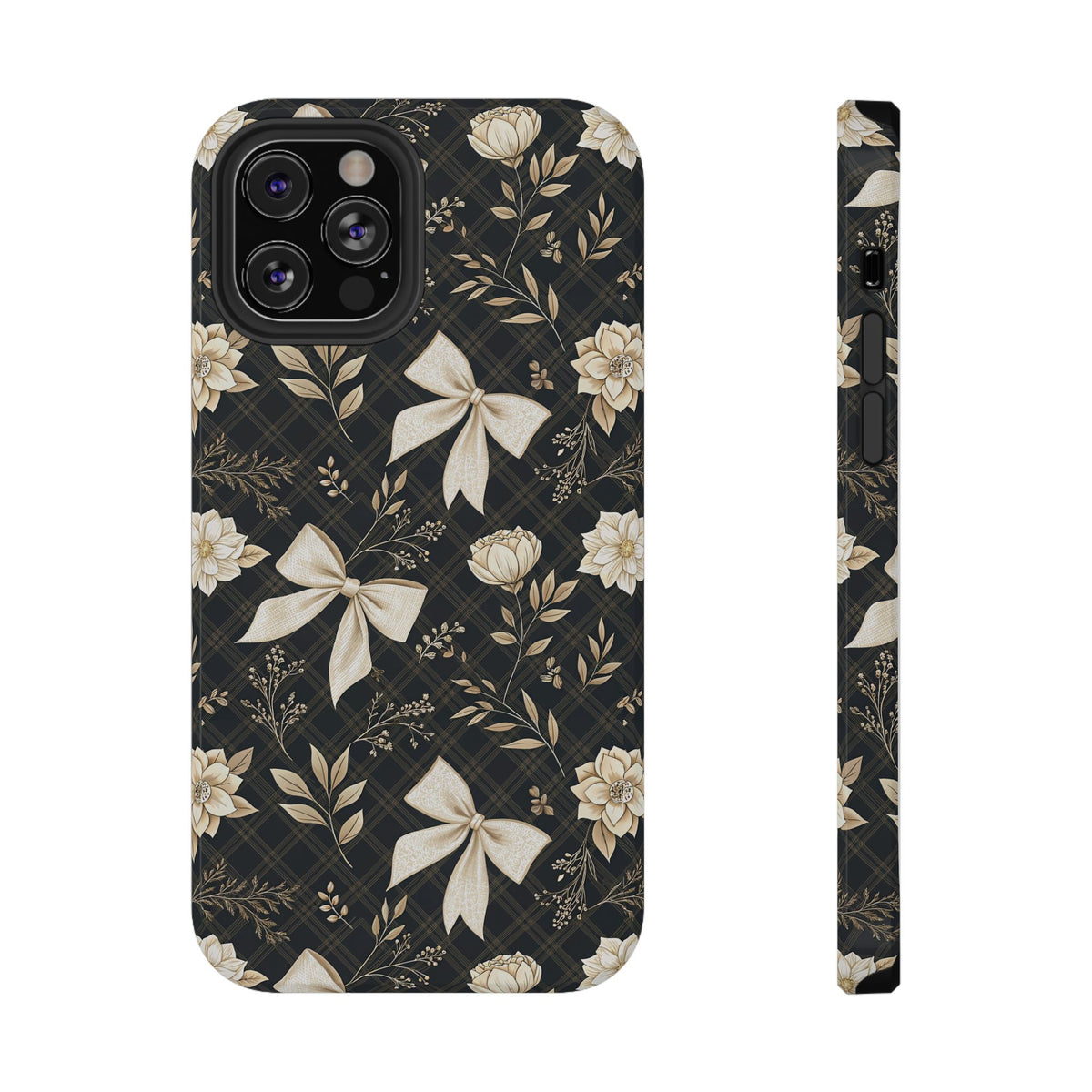 Midnight Bow protective phone case for iPhone 12 Pro, glossy finish
