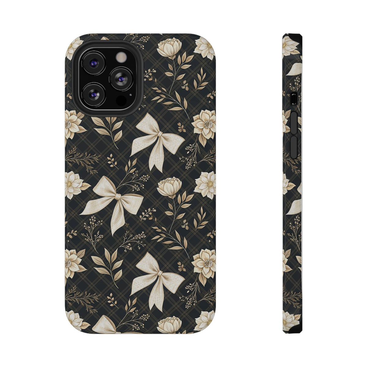 Midnight Bow protective phone case for iPhone 12 Pro Max, glossy finish