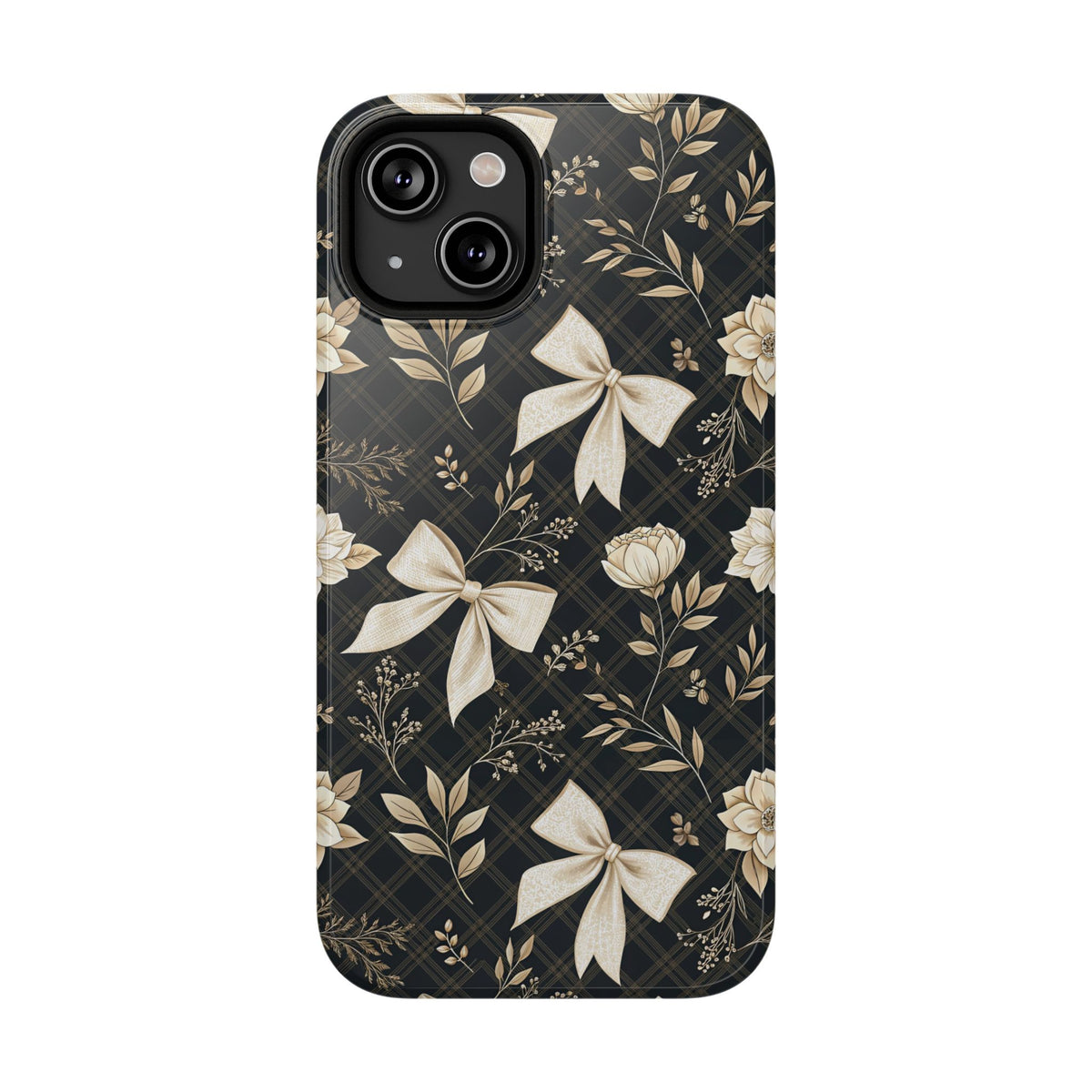 Midnight Bow protective phone case for iPhone 14, glossy finish
