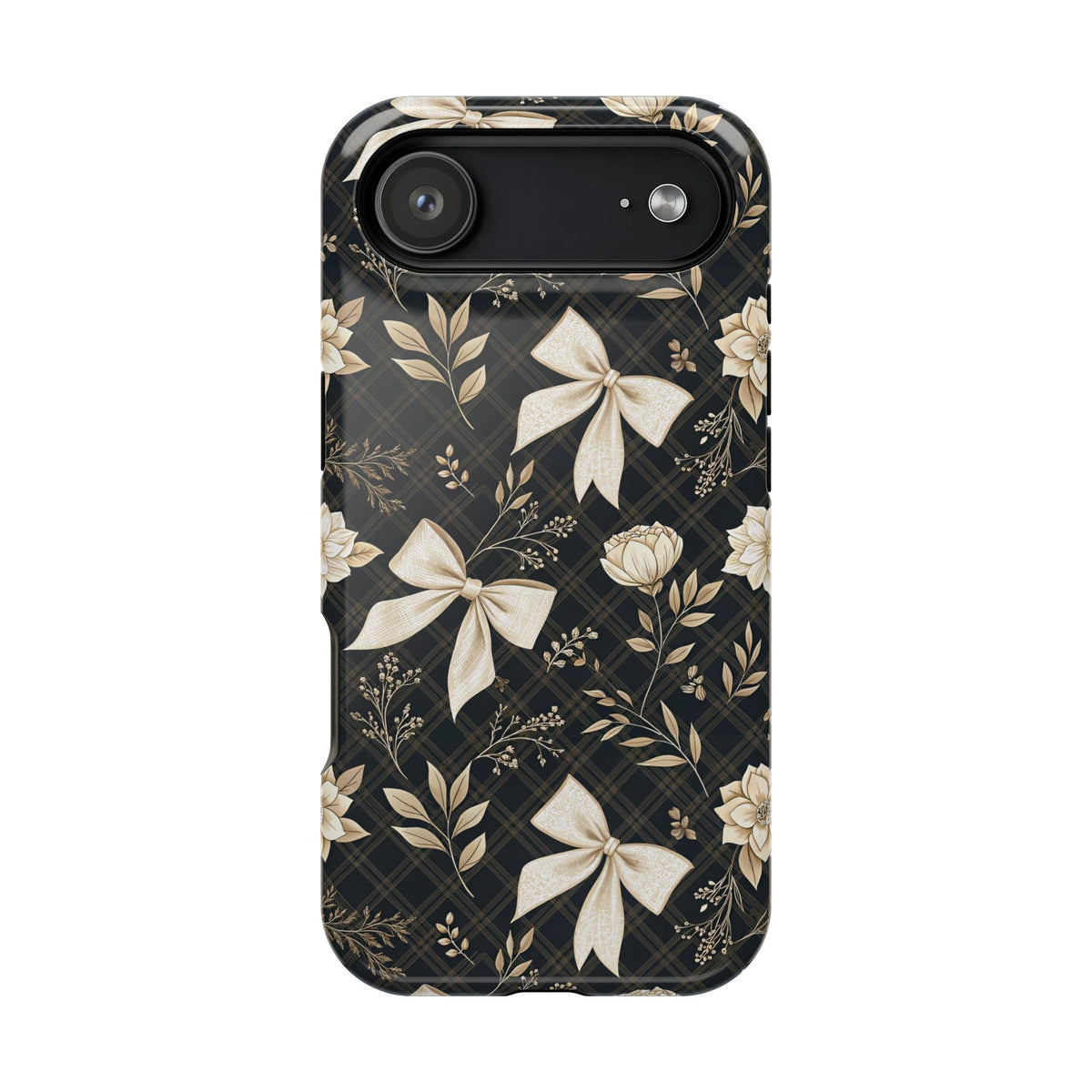 Midnight Bow protective phone case for iPhone 17 Air, glossy finish