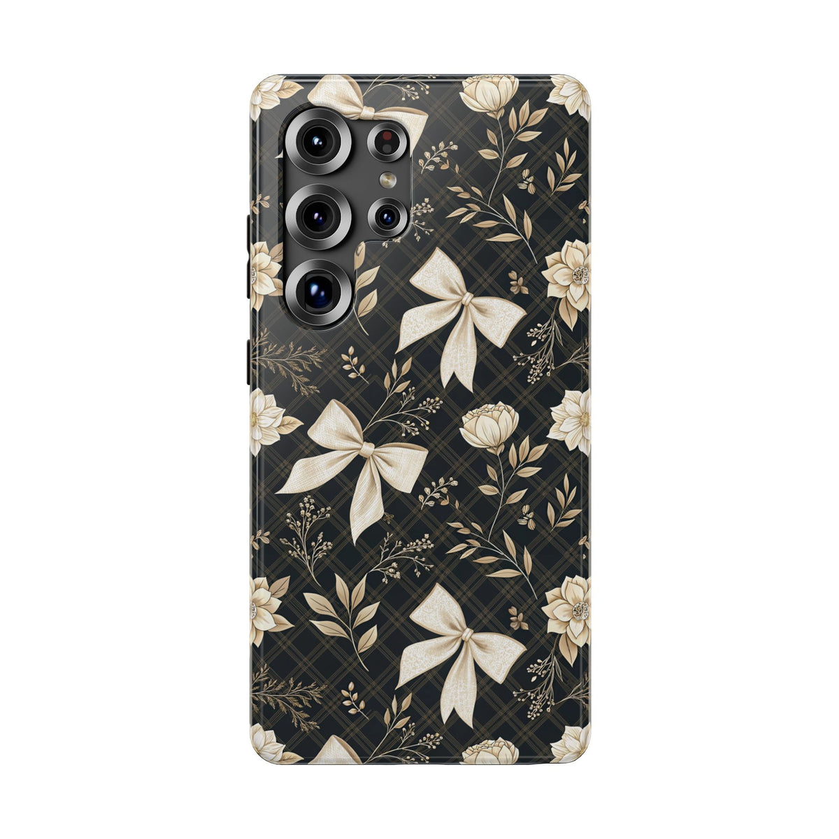 Midnight Bow protective phone case for Samsung Galaxy S25 Ultra, glossy finish