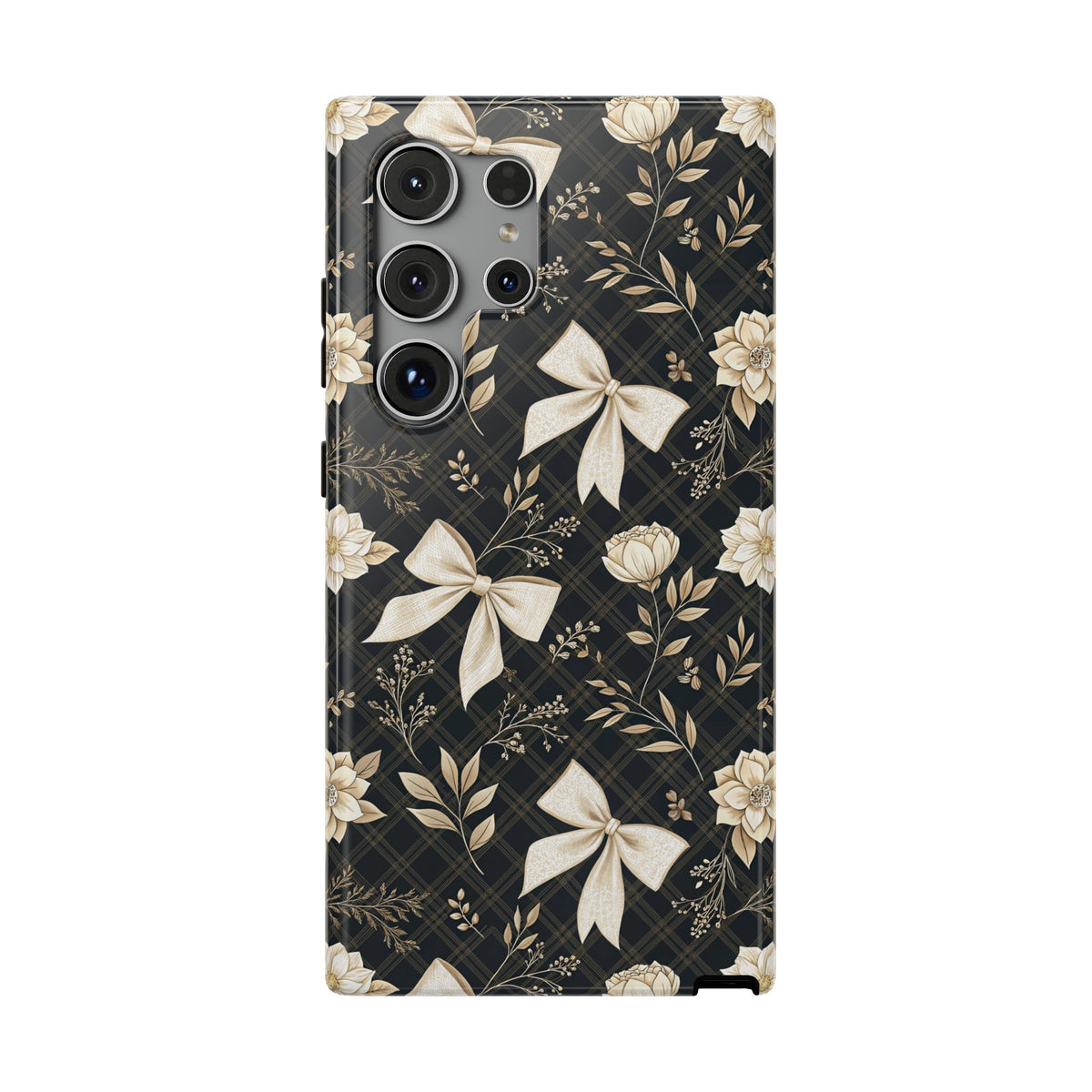 Midnight Bow protective phone case for Samsung Galaxy S24 Ultra, glossy finish