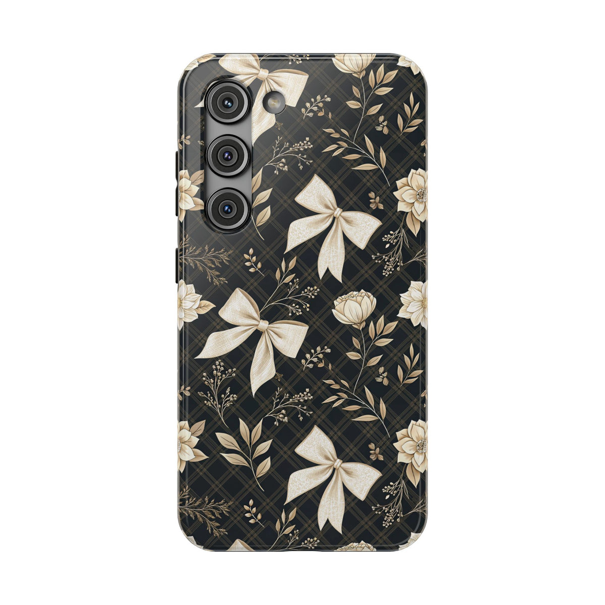 Midnight Bow protective phone case for Samsung Galaxy S23, glossy finish