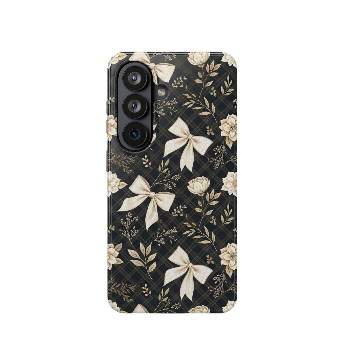 Midnight Bow protective phone case for Samsung Galaxy S26, glossy finish