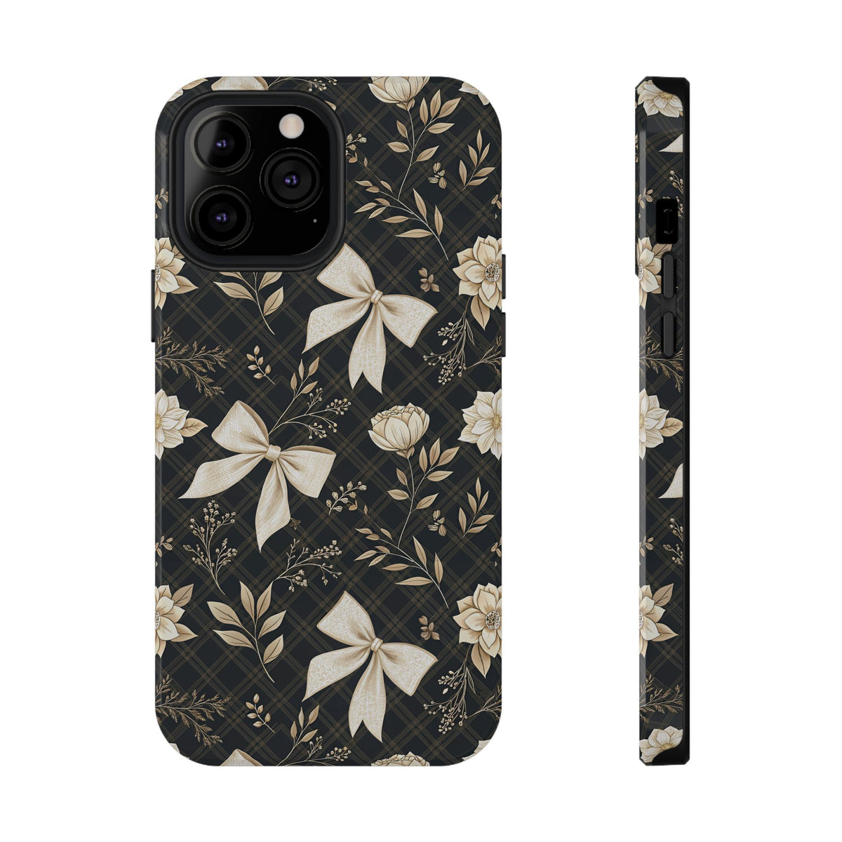 Midnight Bow protective phone case for iPhone 13 Pro Max, glossy finish