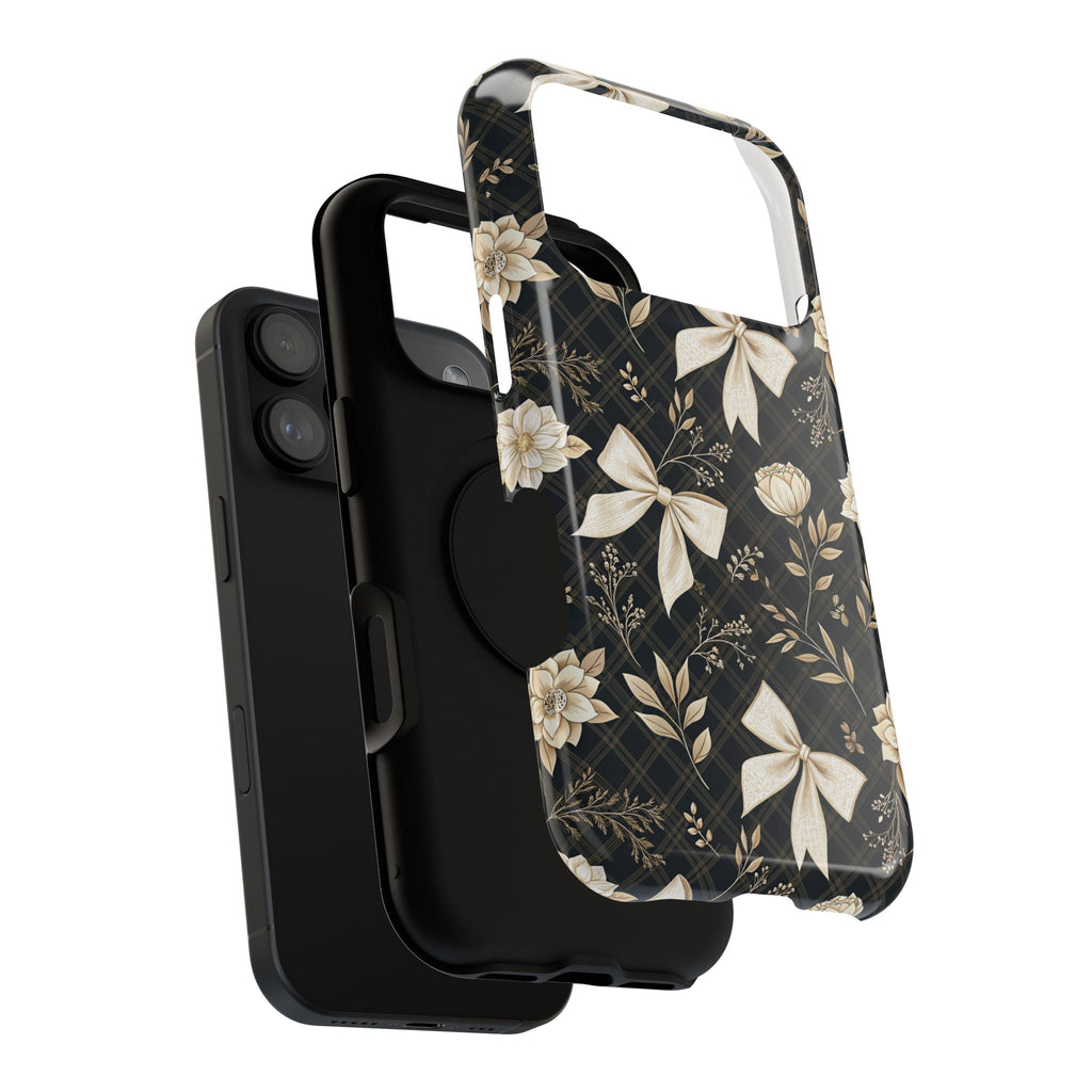 Midnight Bow protective phone case, close-up of the dual-layer construction