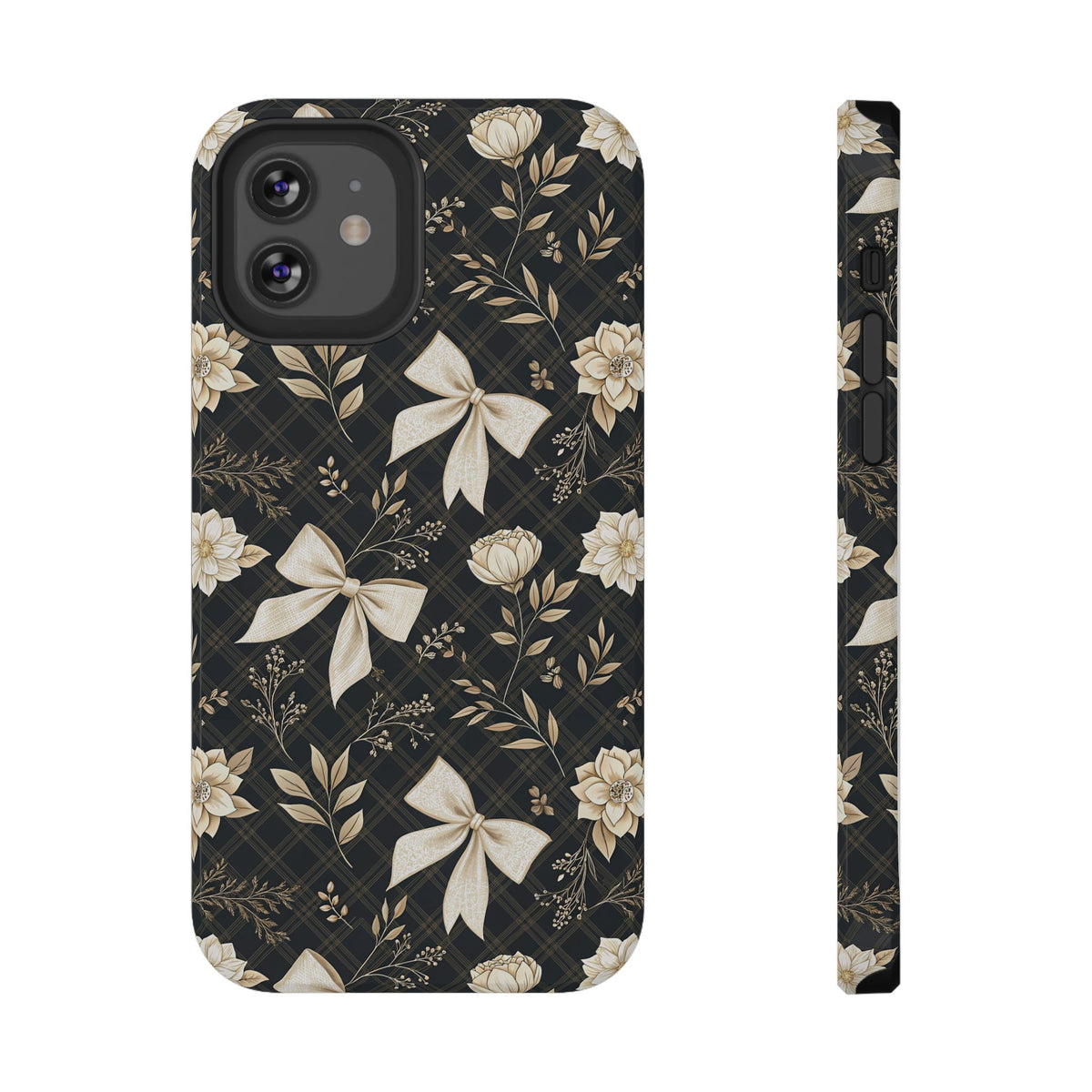 Midnight Bow protective phone case for iPhone 12, glossy finish