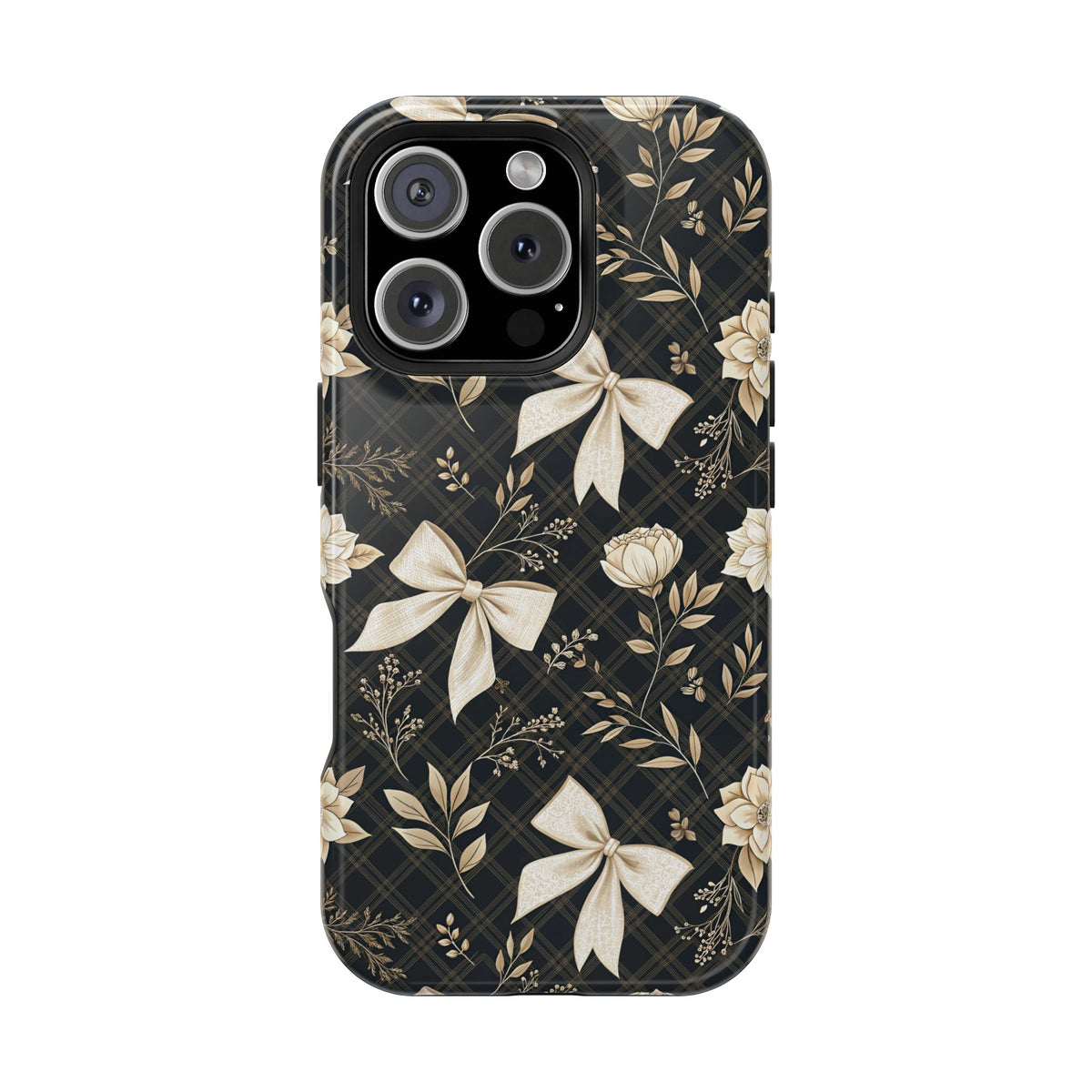 Midnight Bow MagSafe case for iPhone 16 Pro, glossy finish