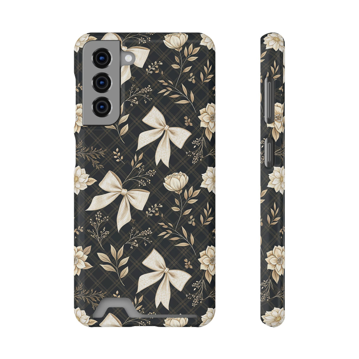 Midnight Bow phone case with card holder for Samsung Galaxy S21, glossy finish