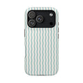 Mint Wave Stripe protective phone case for iPhone 18 Pro, glossy finish