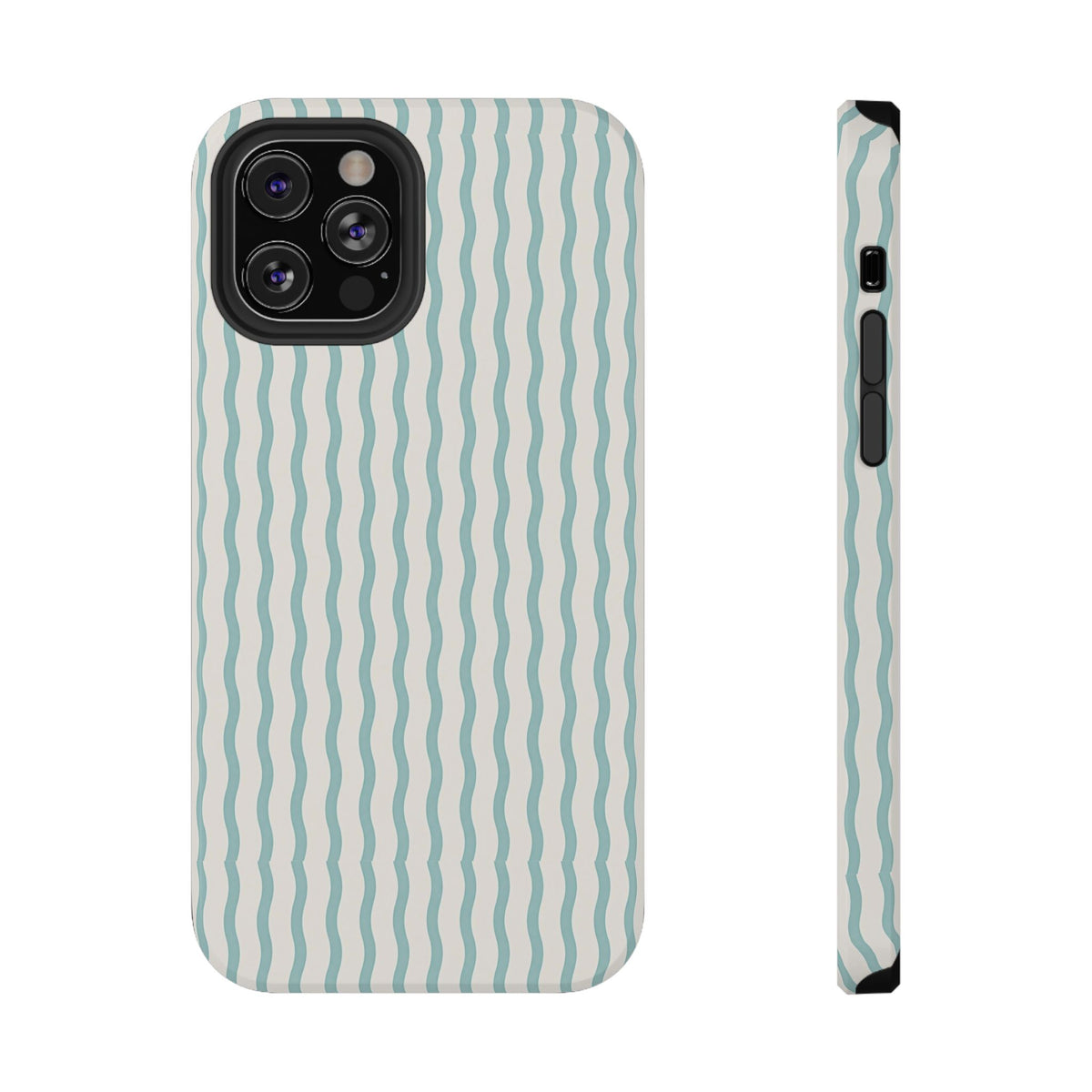 Mint Wave Stripe protective phone case for iPhone 12 Pro, glossy finish