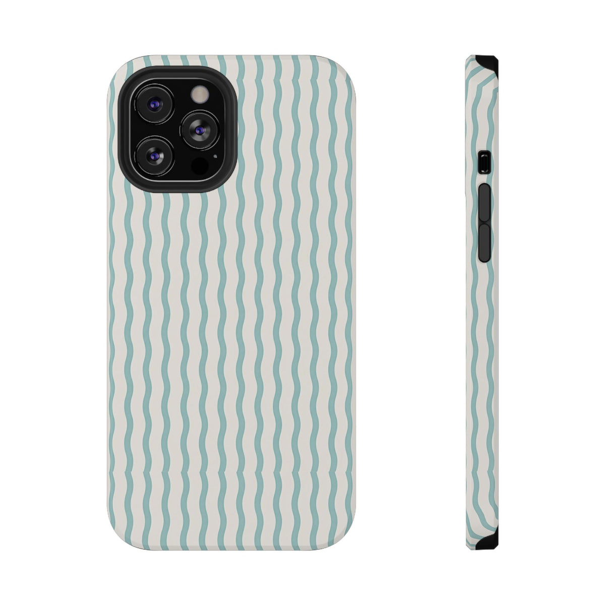 Mint Wave Stripe protective phone case for iPhone 12 Pro Max, glossy finish